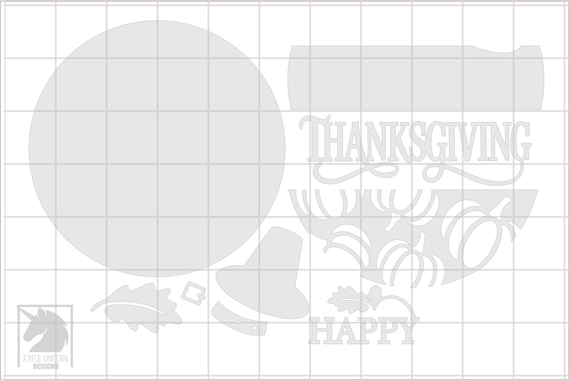 Thanksgiving Day Wood Round Sign SVG, Pumpkin Harvest Door Hanger DXF, Pilgrim Hat Front Porch Sign Decor, Glowforge, CNC, Cricut File - Image 3