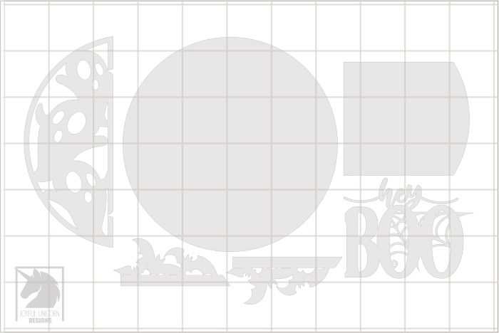 Hey Boo Halloween Sign SVG, Halloween Ghost Welcome Sign DXF, Halloween Bat Door Hanger SVG, Laser Cut File for Cricut, CNC, Glowforge - Image 3