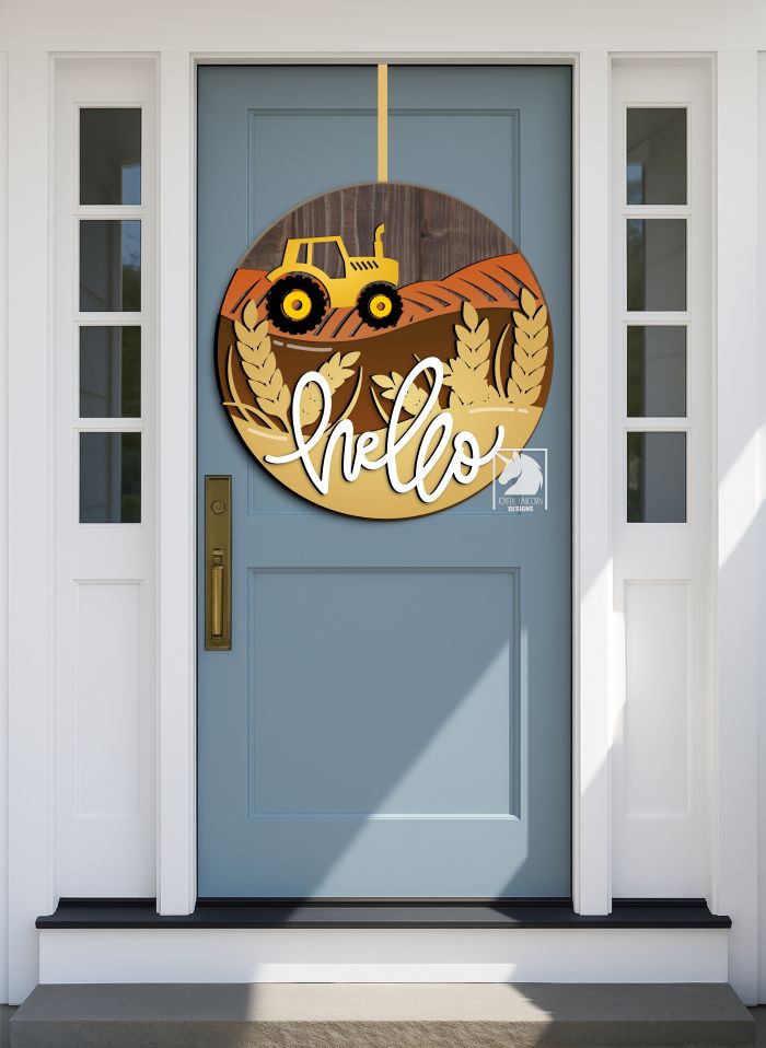 Fall Tractor Welcome Sign SVG, Autumn Fields Door Hanger SVG, Autumn Harvest Laser Cut File, Digital Download for Cricut, Xtool, Cricut - Image 2
