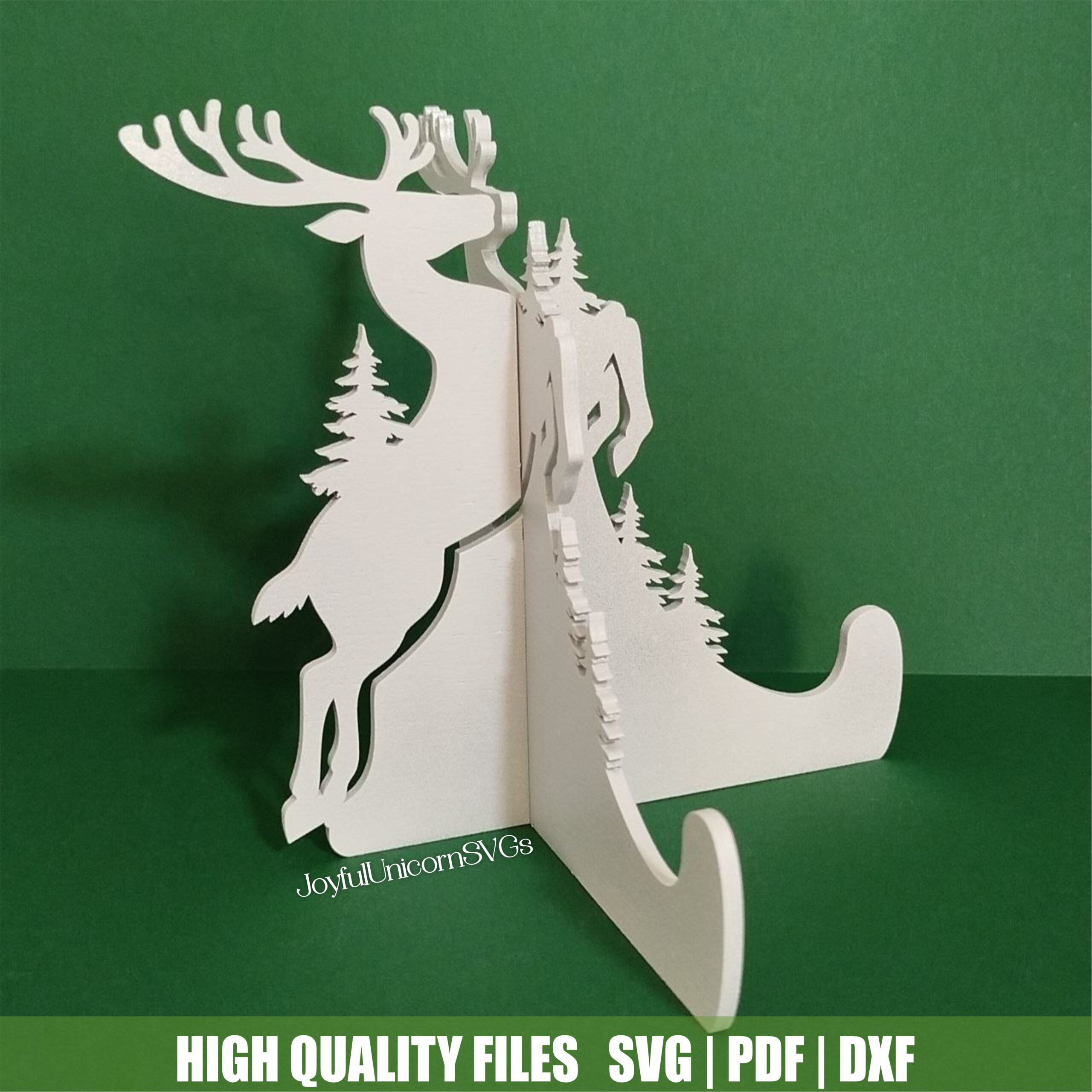 Christmas Reindeer Easel Stand SVG, Animal Easel Display Stand SVG, Winter Deer Wooden Easel Stand, Christmas Easel Pattern DXF File