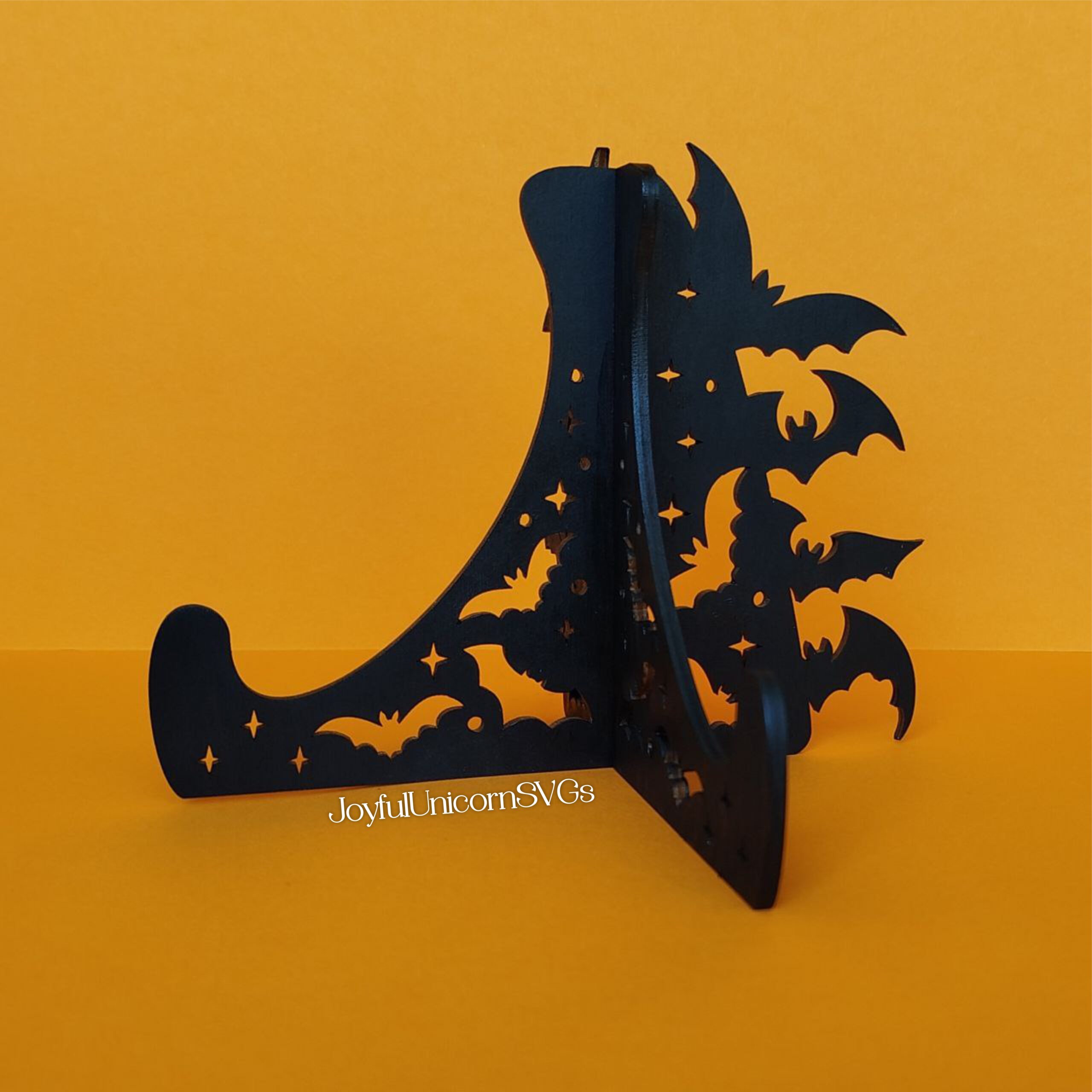 Halloween Easel Stand SVG, 3D Halloween Plate Display Stand, CNC and Glowforge Ready File, Laser Cut Halloween Bats Easel Stand - Image 5