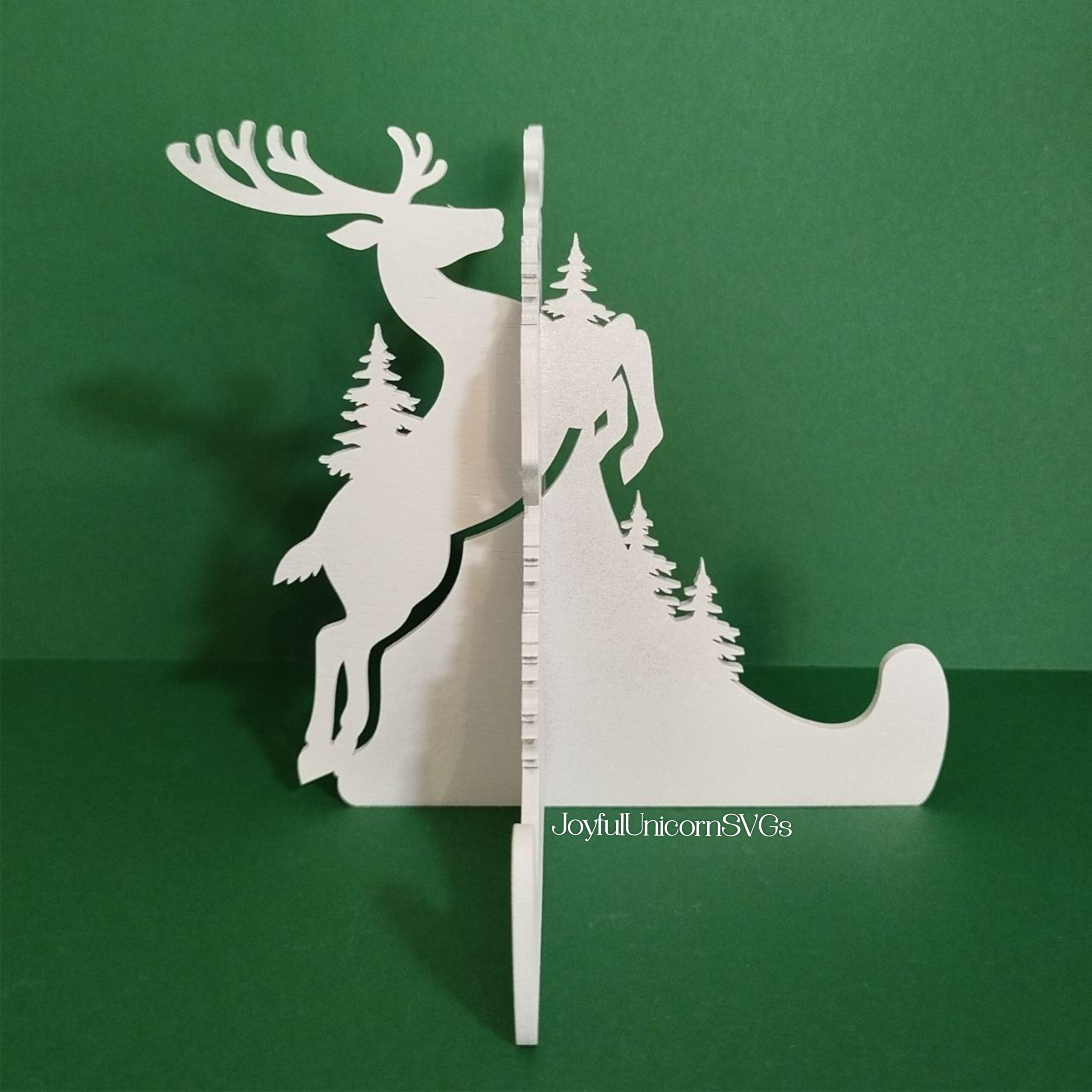 Christmas Reindeer Easel Stand SVG, Animal Easel Display Stand SVG, Winter Deer Wooden Easel Stand, Christmas Easel Pattern DXF File - Image 2