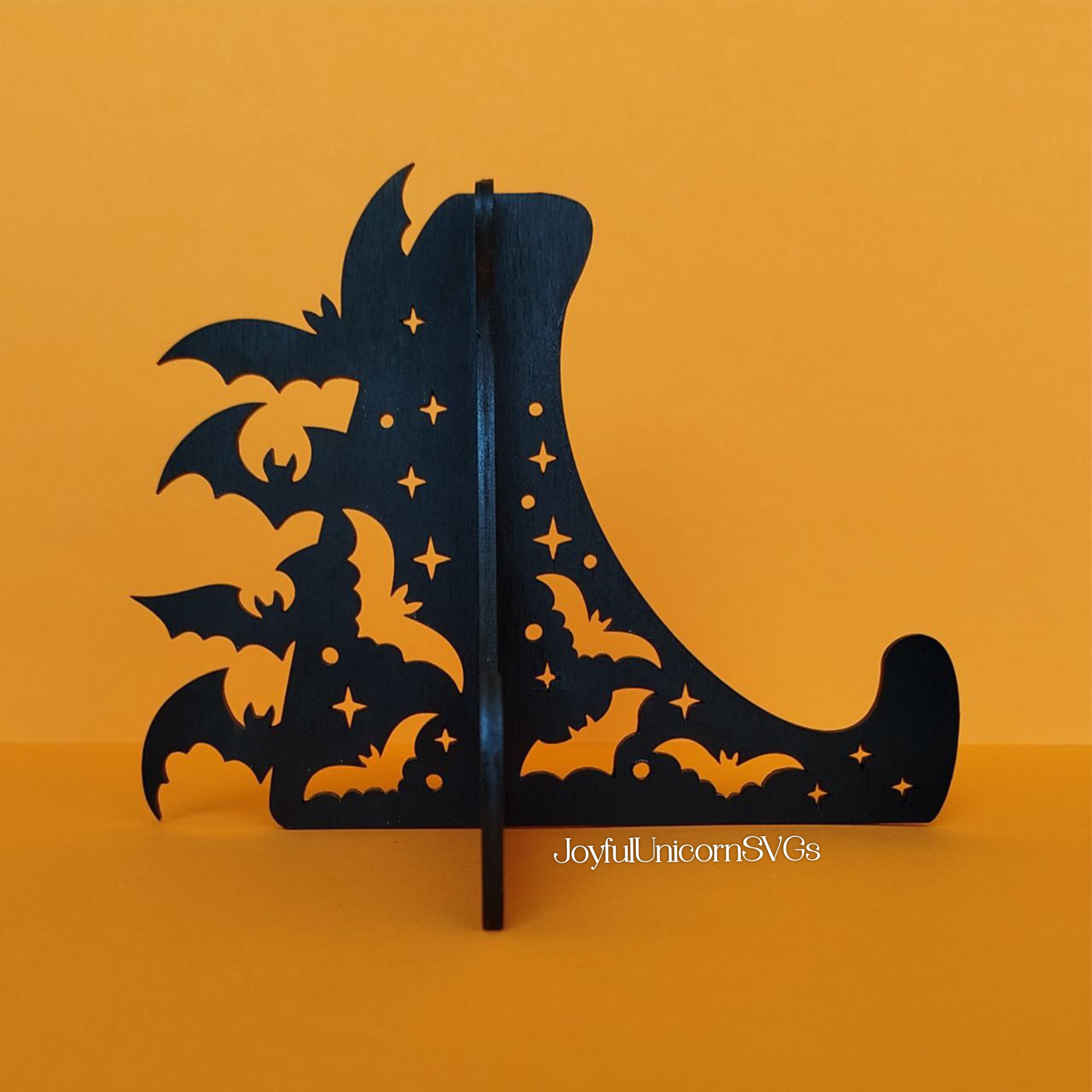 Halloween Easel Stand SVG, 3D Halloween Plate Display Stand, CNC and Glowforge Ready File, Laser Cut Halloween Bats Easel Stand - Image 2
