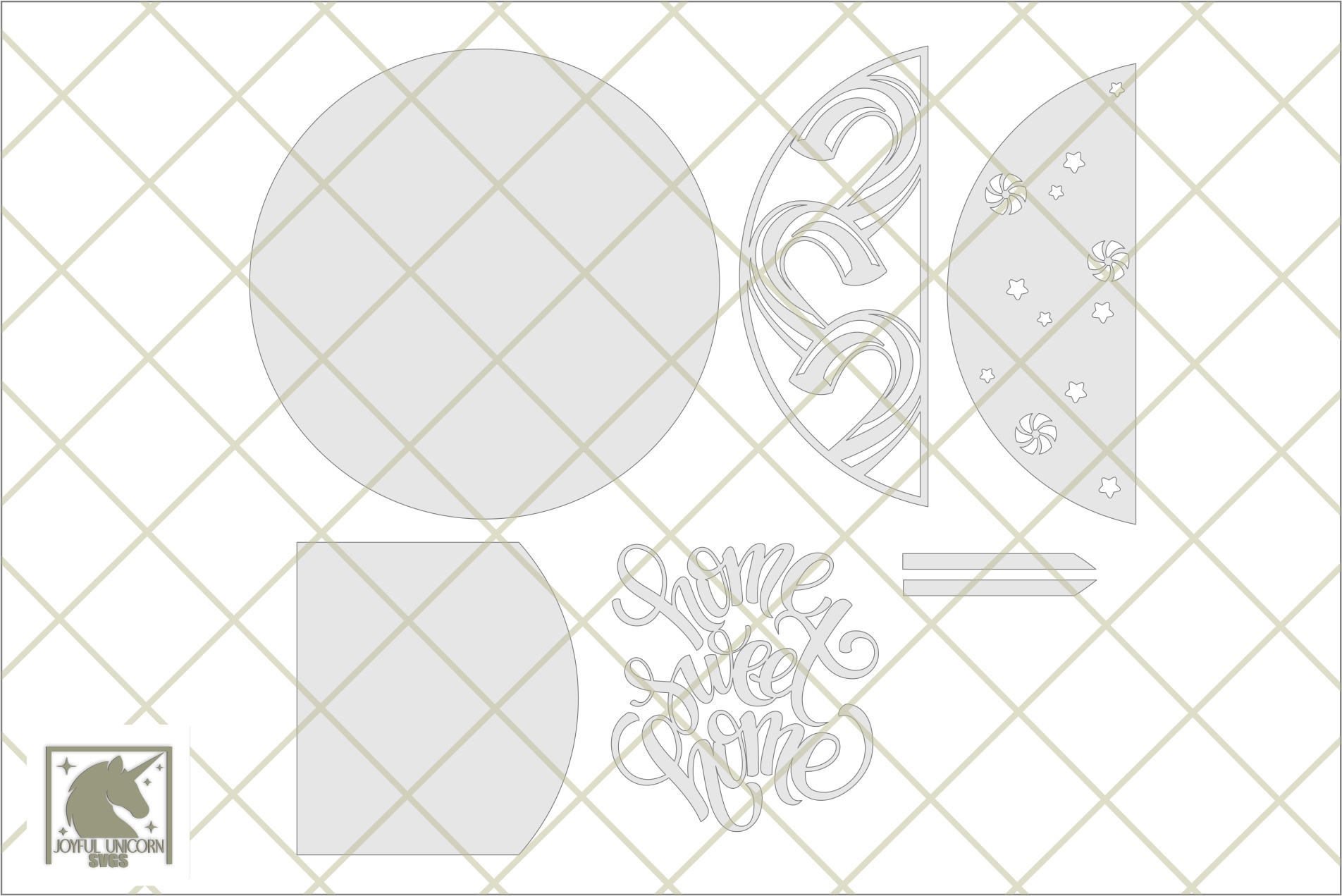 Home Sweet Home Christmas Round Sign SVG, Christmas Candy Cane Door Hanger SVG, Peppermint Candy Welcome Sign, Christmas Laser Cut File - Image 3