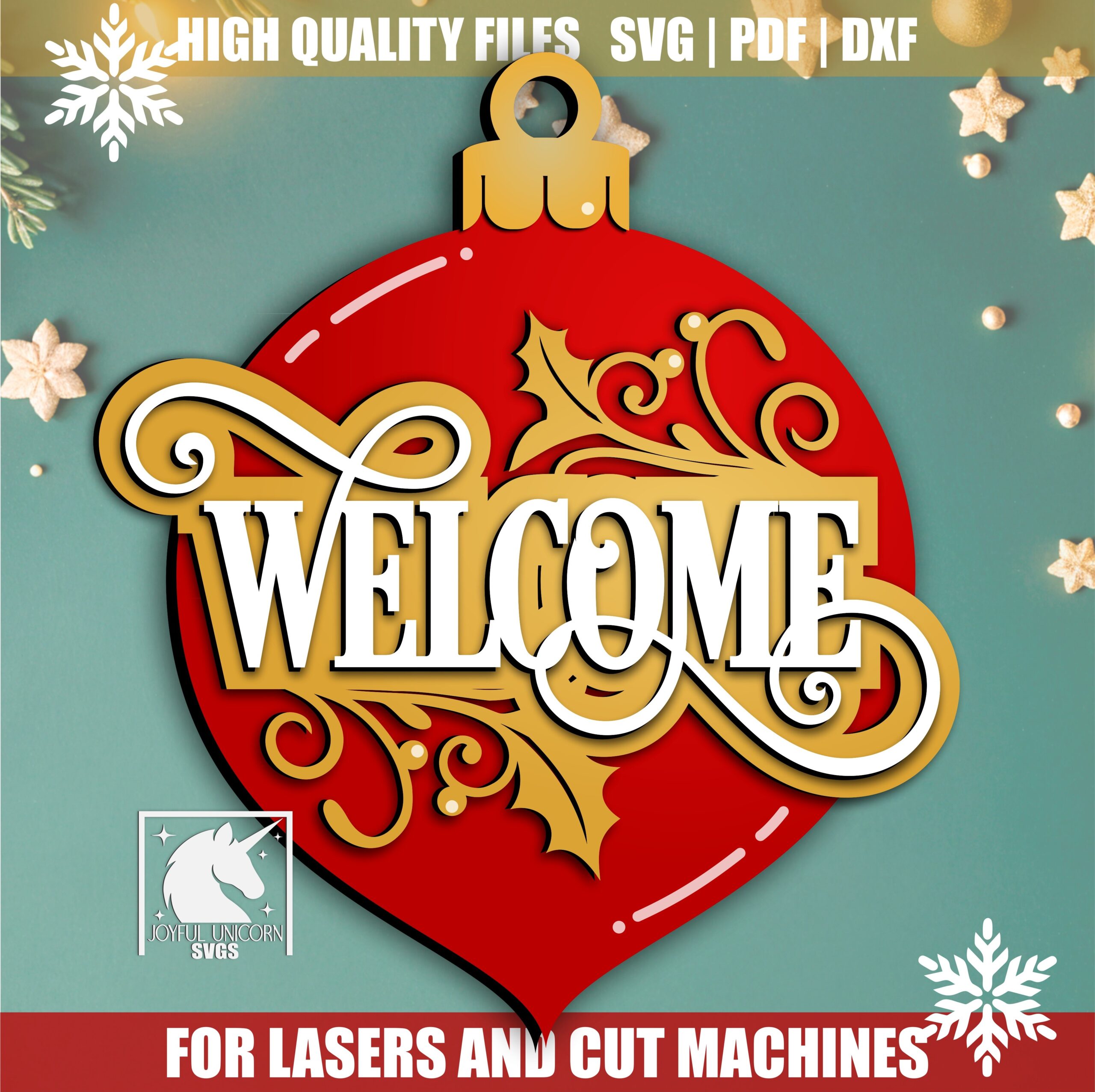 Merry Christmas Door Hanger SVG Bundle, Christmas Welcome Signs Bundle, Winter Holiday Signs SVG, Christmas Round Signs, Laser Cut Files - Image 4