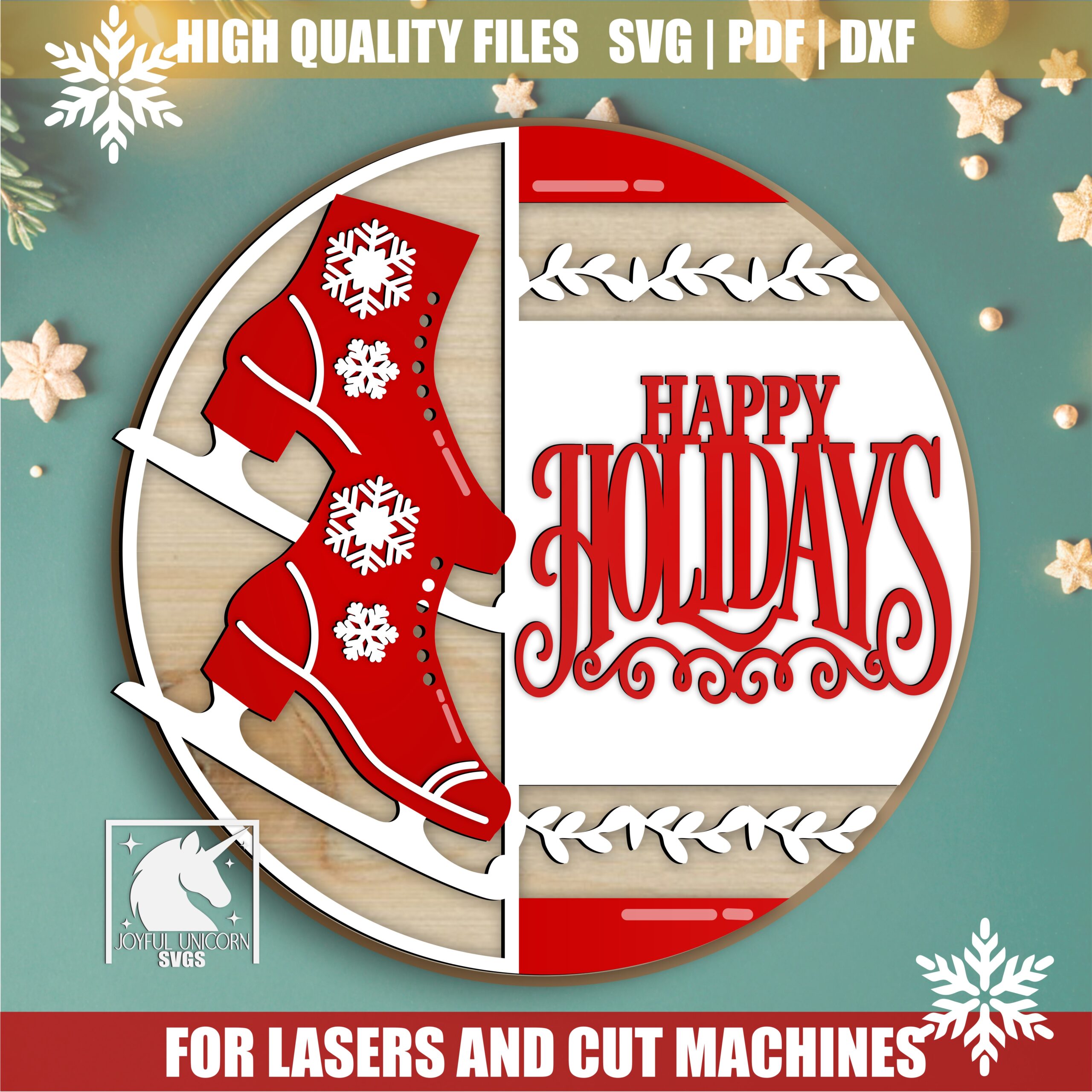 Merry Christmas Door Hanger SVG Bundle, Christmas Welcome Signs Bundle, Winter Holiday Signs SVG, Christmas Round Signs, Laser Cut Files - Image 2