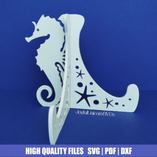 Sea Horse Easel Stand SVG, Laser Cut Easel Stand, Nautical Easel Display Stand, Glowforge Laser Cut File, CNC Cut File, Easel Stand DXF