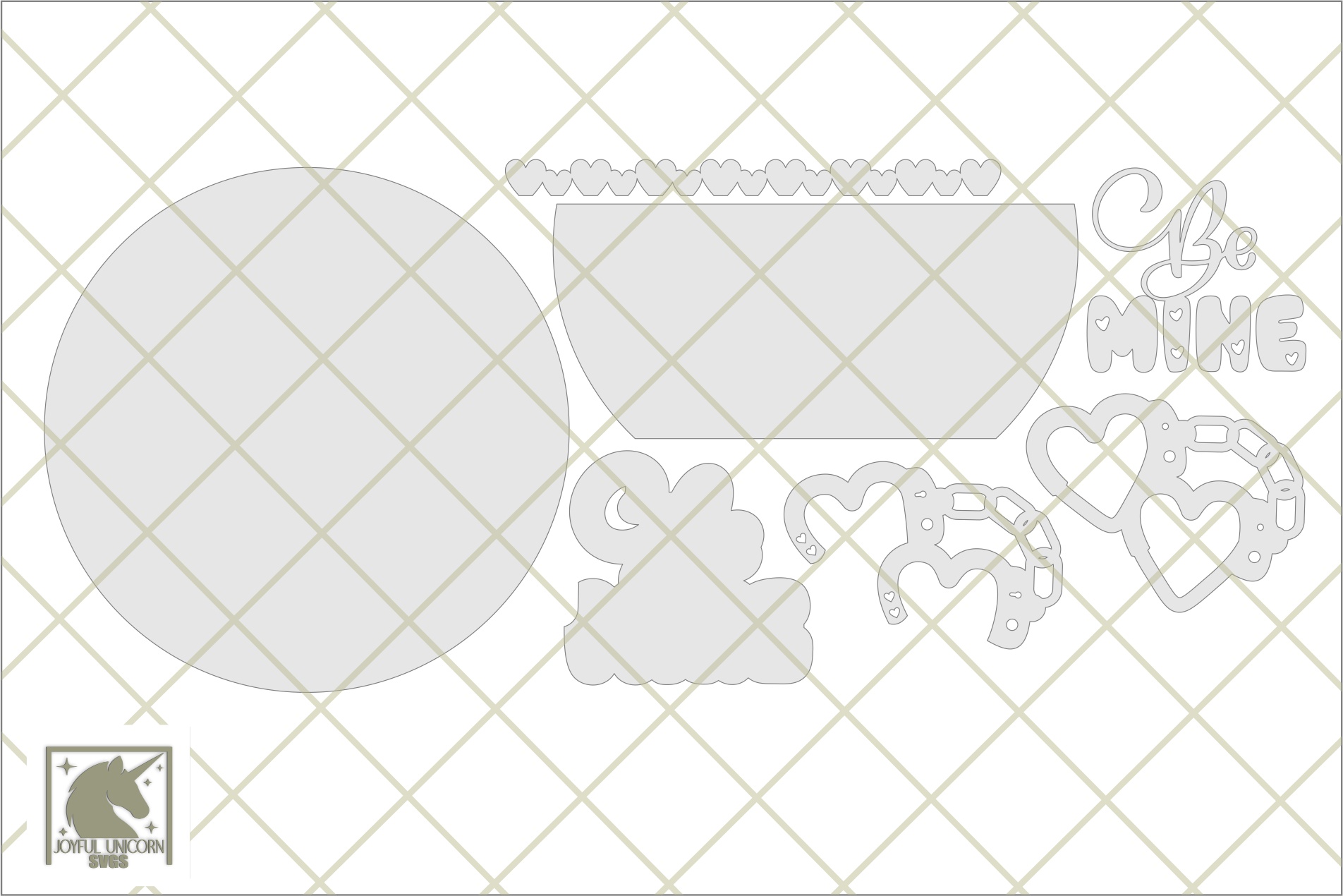 Be Mine Door Hanger SVG, Heart Handcuffs Round Wooden Sign, Valentine's Day Welcome Sign SVG, Valentines Day Laser Cut File DXF - Image 3