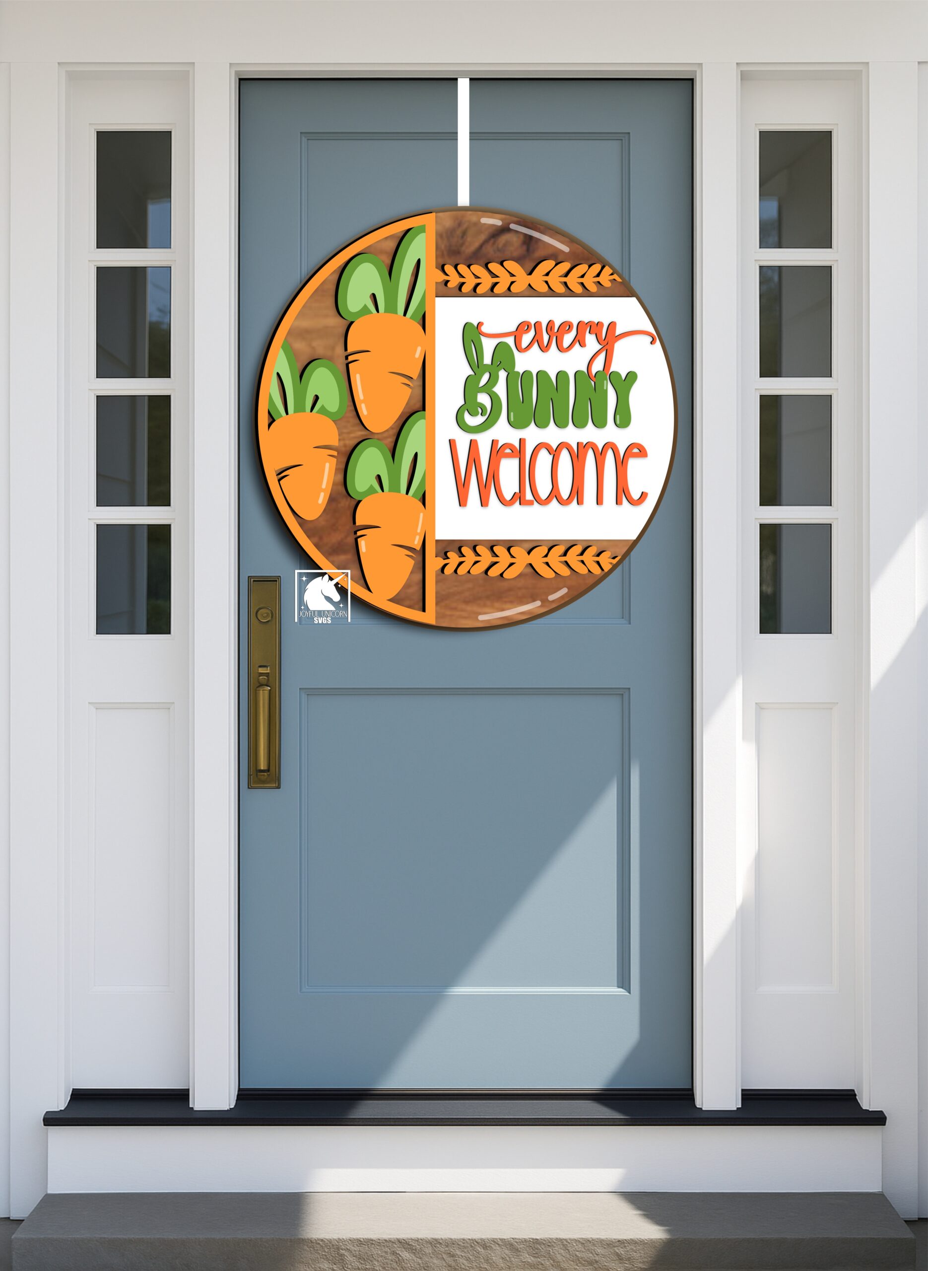 Every Bunny Welcome Sign SVG, Easter Carrot Door Hanger SVG, Bunny Ears Laser Cut Door Sign, Easter Porch Decor, Glowforge, Cricut, Xtool - Image 2