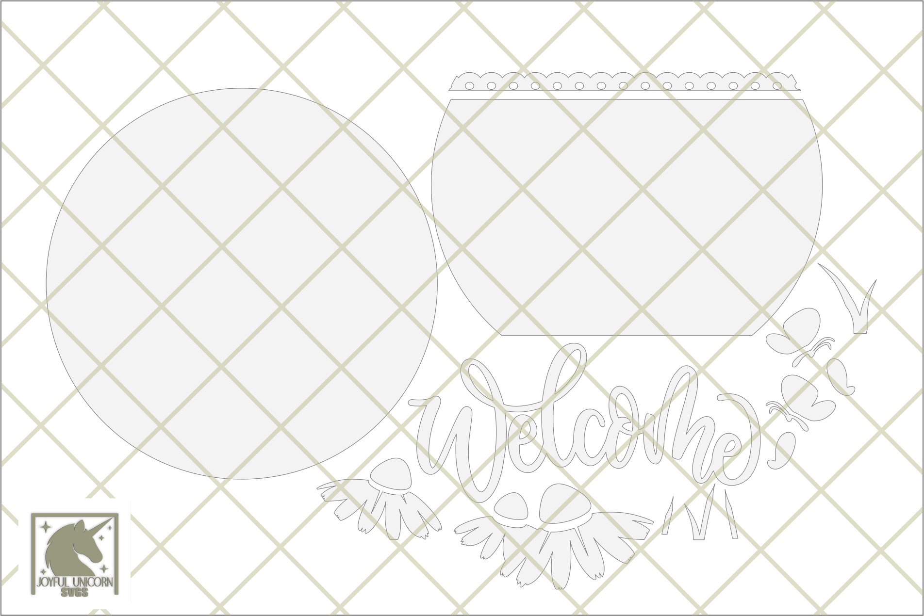 Daisy Welcome Sign SVG, Spring Welcome Sign SVG, Spring Floral Round Sign, Butterfly Welcome Sign DXF, Glowforge, Cricut, Xtool Ready File - Image 3