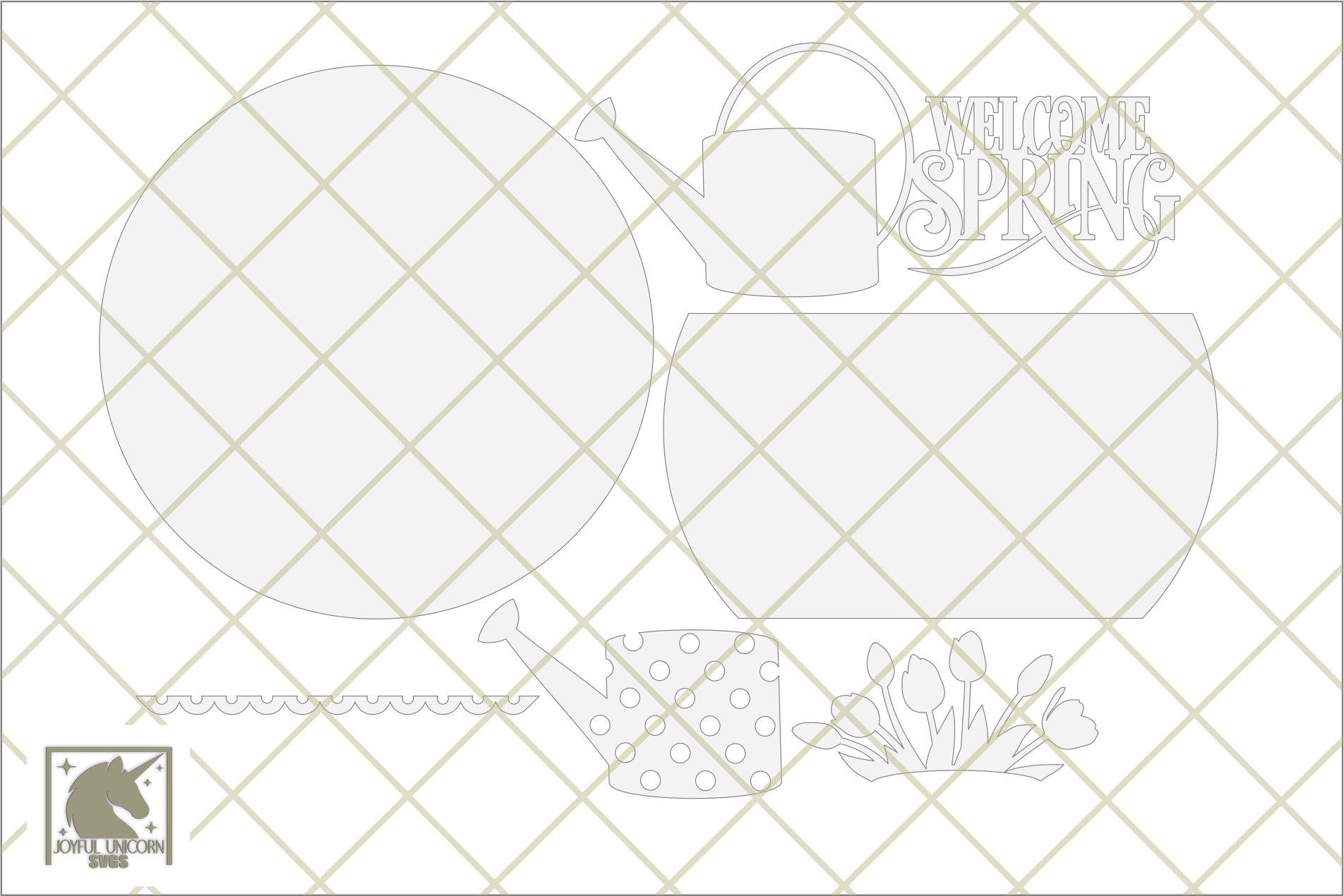 Spring Watering Can Sign SVG, Spring Tulip Door Hanger SVG, Spring Welcome Sign SVG, Glowforge Laser Cut File, Xtool, Cricut File - Image 3