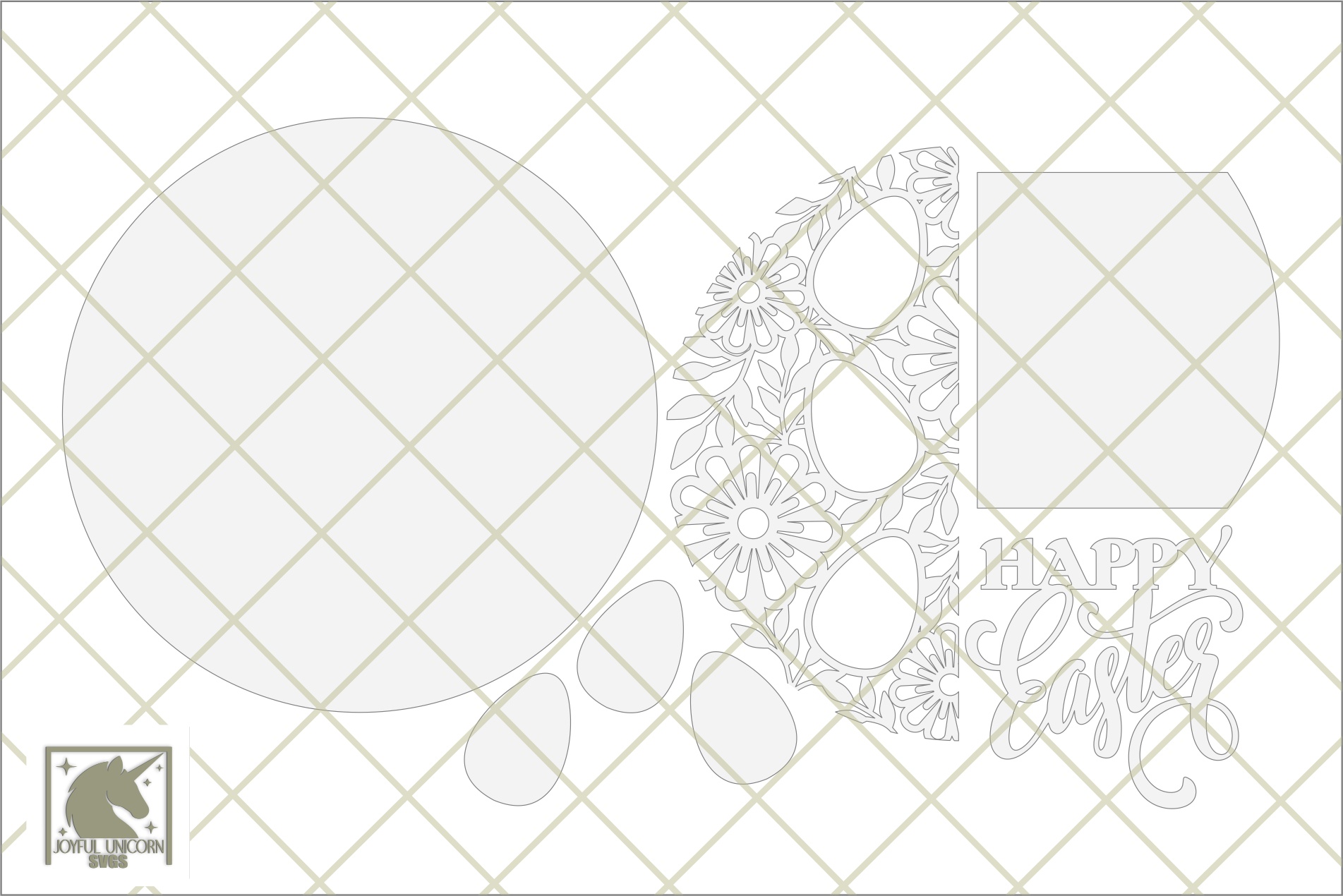 Happy Easter Eggs Door Hanger SVG, Easter Floral Round Sign, Easter Welcome Sign SVG, Glowforge, Cricut, Xtool Ready File - Image 3