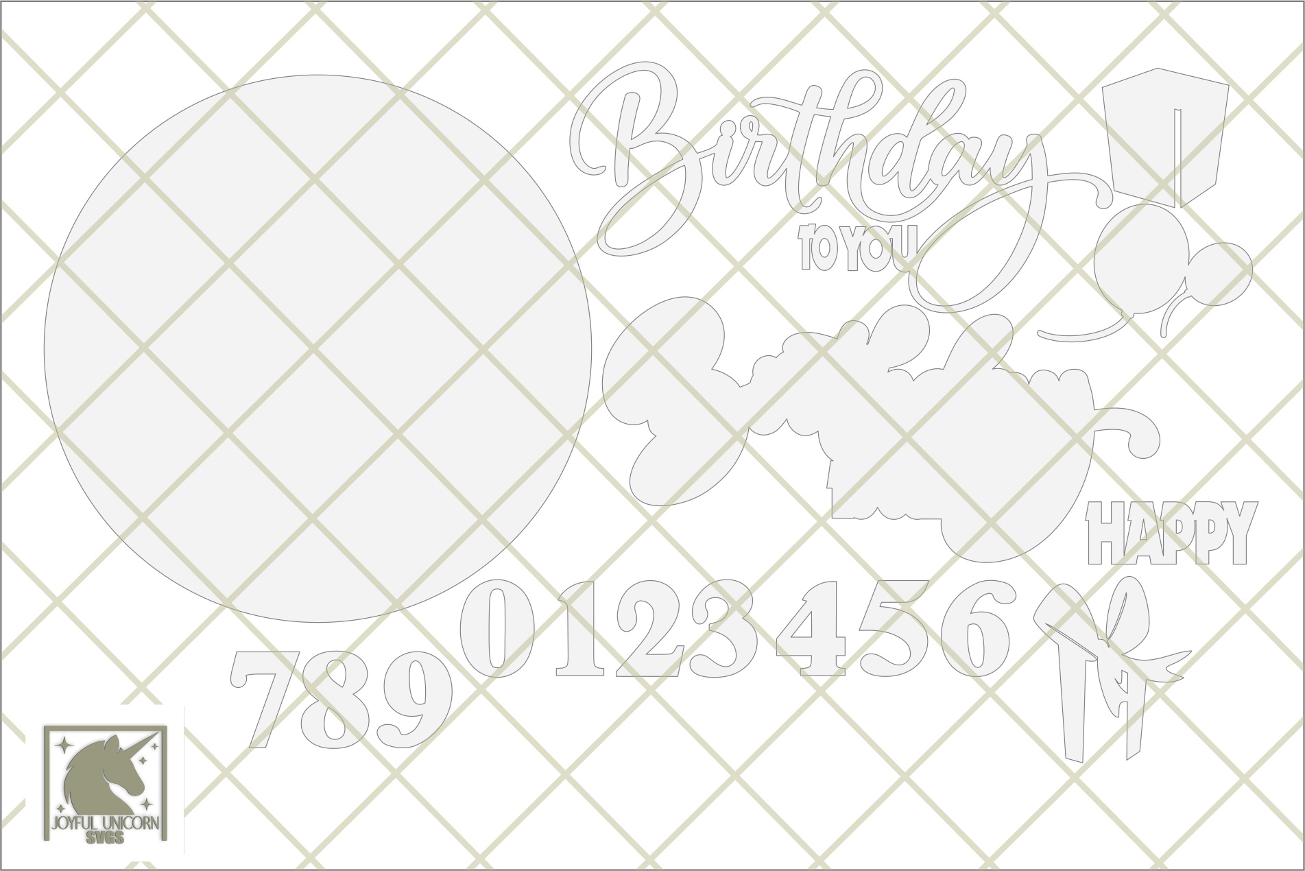 Happy Birthday Door Hanger SVG with Numbers | Custom Age Sign | Layered Round Laser Cut File | Birthday Party Decor - Image 3