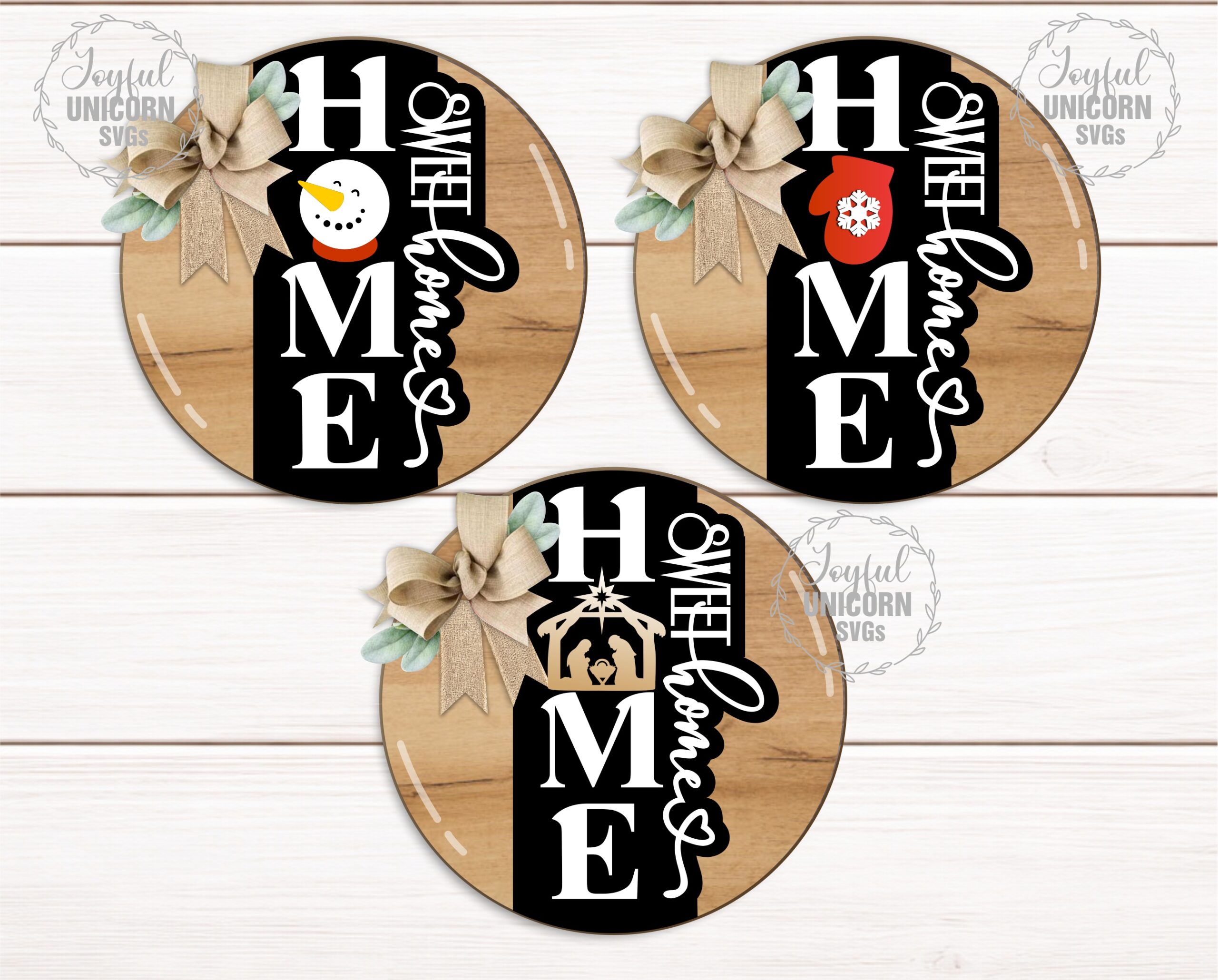 Home Sweet Home Interchangeable Sign SVG Bundle, Round Door Hanger, Seasonal Welcome Door Sign, Holiday Insert Icons, Laser Cut File for Glowforge, CNC, Cricut - Image 8