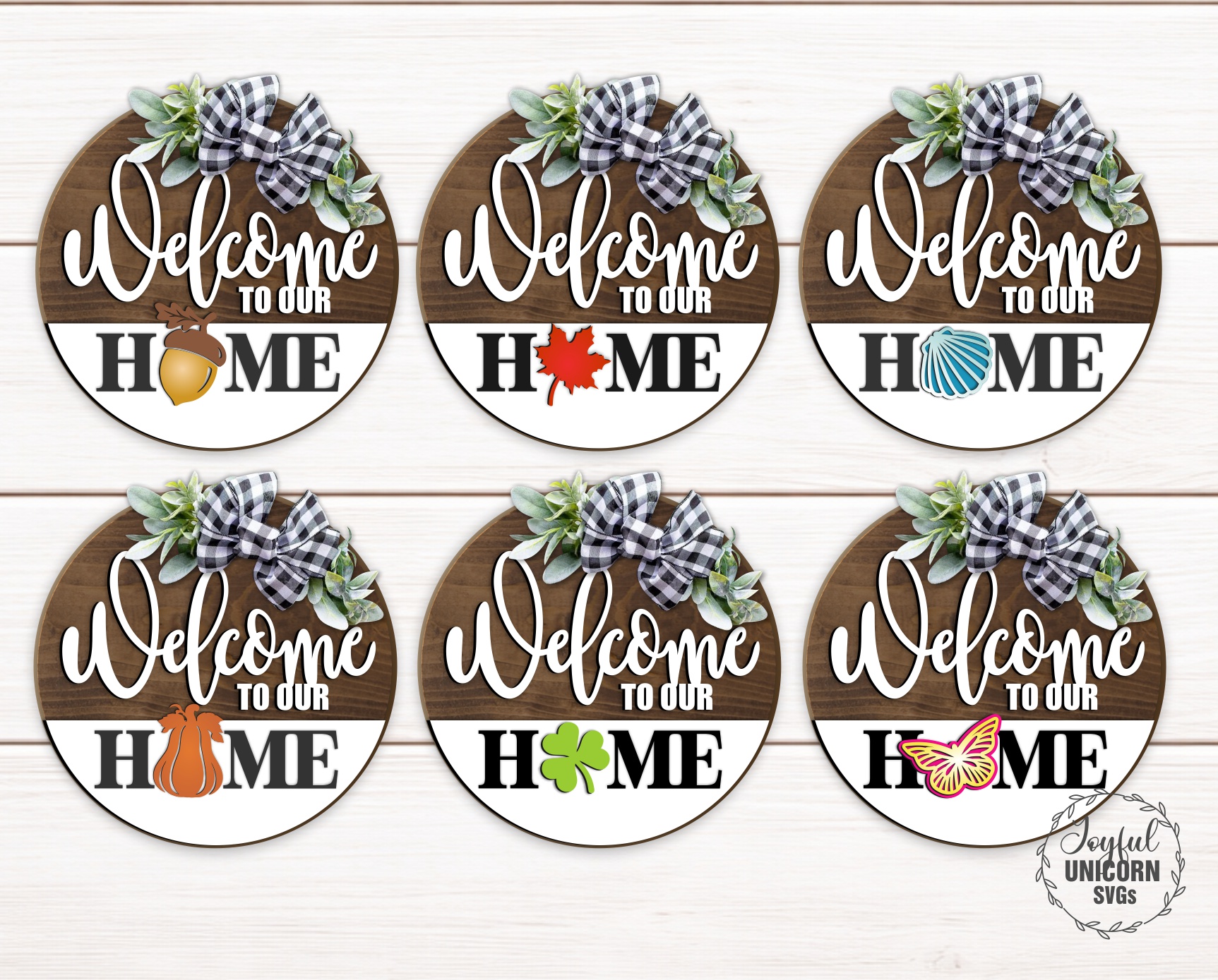 Welcome Sign SVG Bundle, 27 Interchangeable Round Door Signs Laser Cut File, Seasonal Door Hanger SVg, Glowforge, CNC File - Image 5