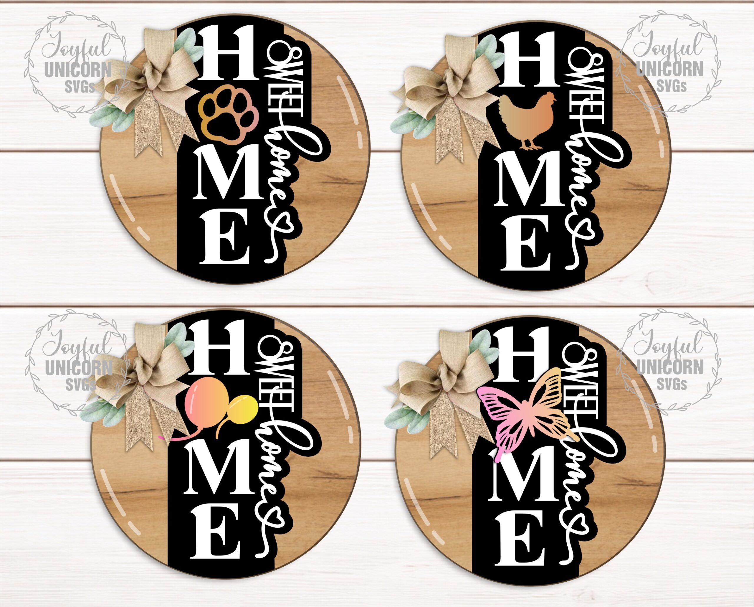 Home Sweet Home Interchangeable Sign SVG Bundle, Round Door Hanger, Seasonal Welcome Door Sign, Holiday Insert Icons, Laser Cut File for Glowforge, CNC, Cricut - Image 6