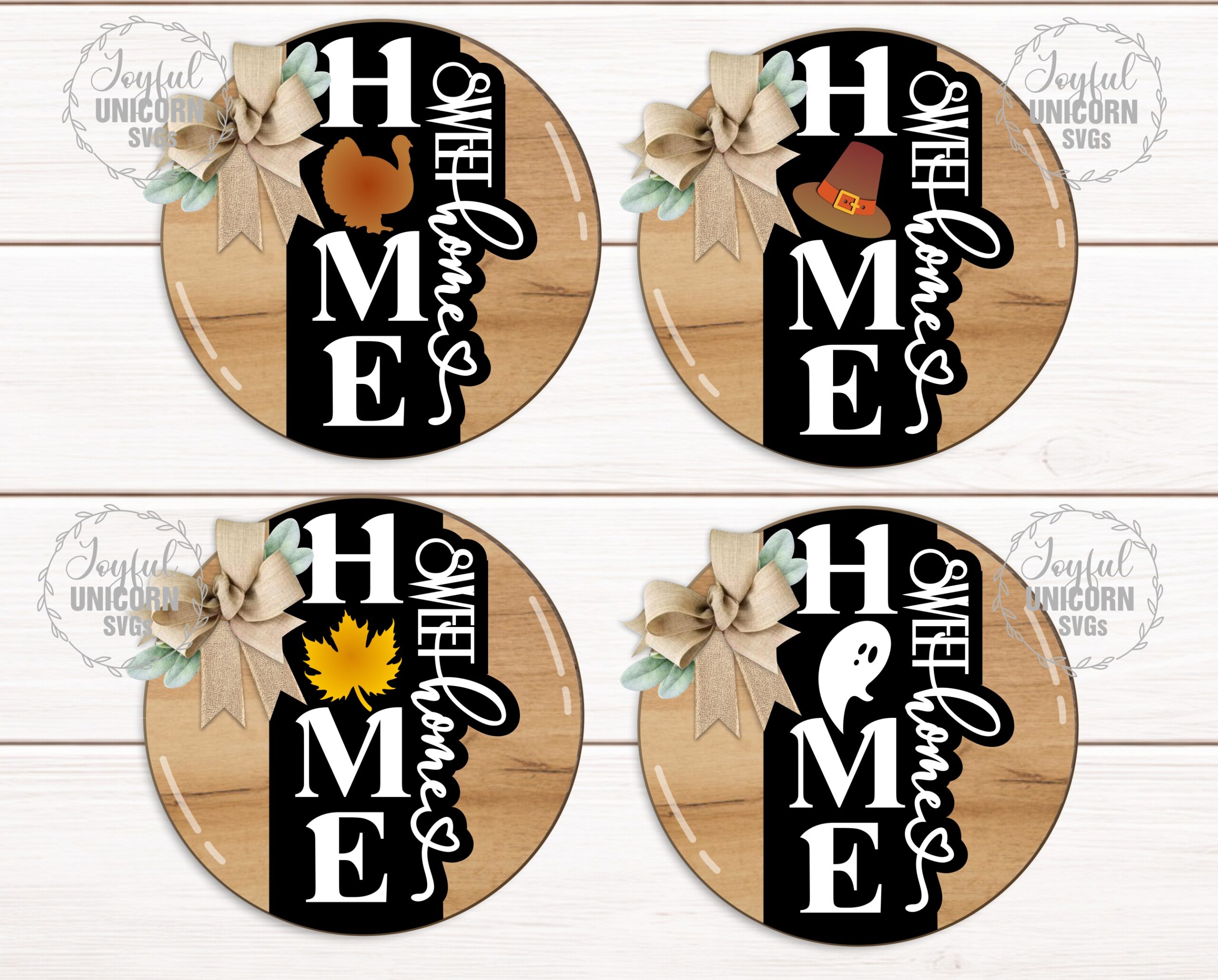 Home Sweet Home Interchangeable Sign SVG Bundle, Round Door Hanger, Seasonal Welcome Door Sign, Holiday Insert Icons, Laser Cut File for Glowforge, CNC, Cricut - Image 7