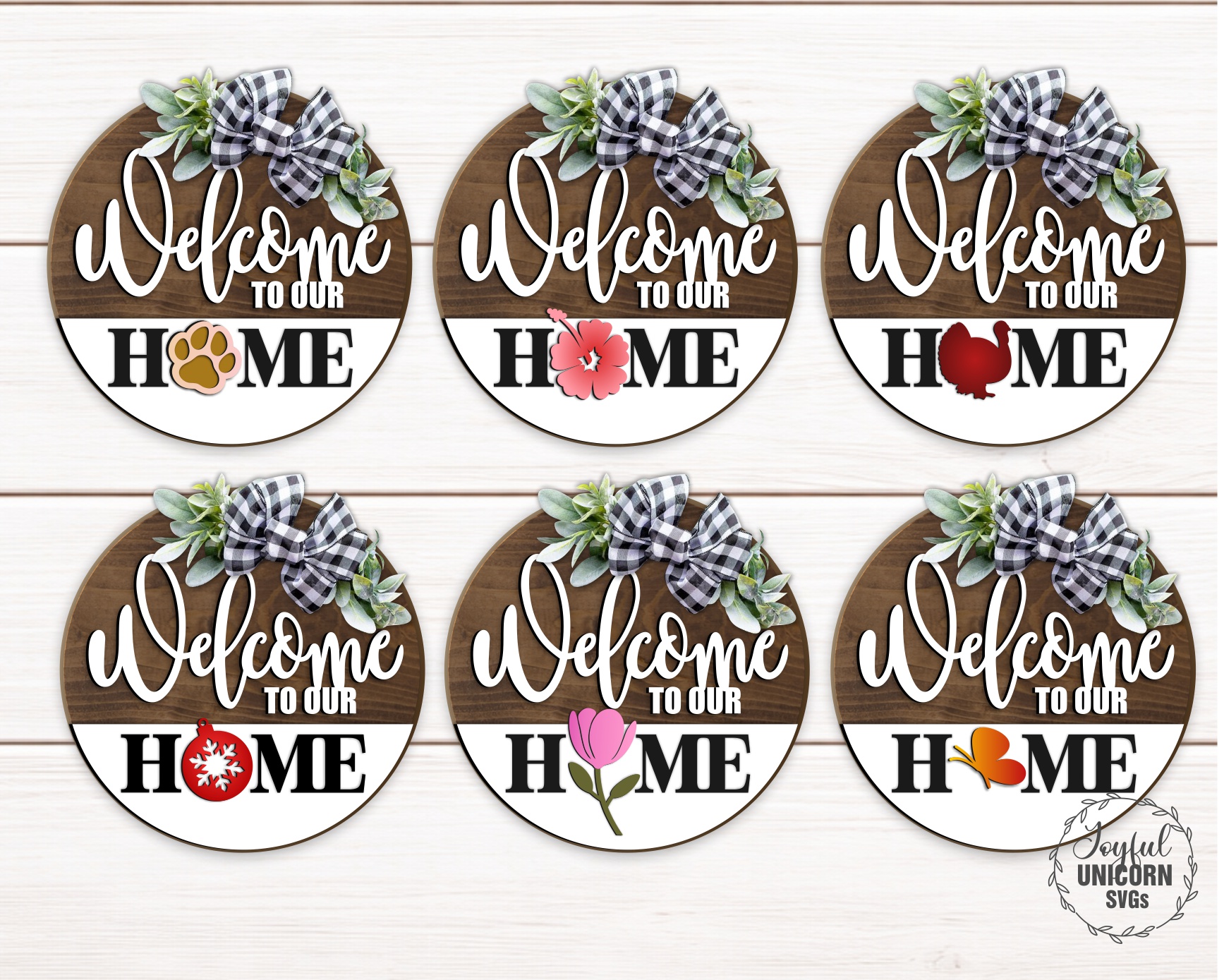 Welcome Sign SVG Bundle, 27 Interchangeable Round Door Signs Laser Cut File, Seasonal Door Hanger SVg, Glowforge, CNC File - Image 4