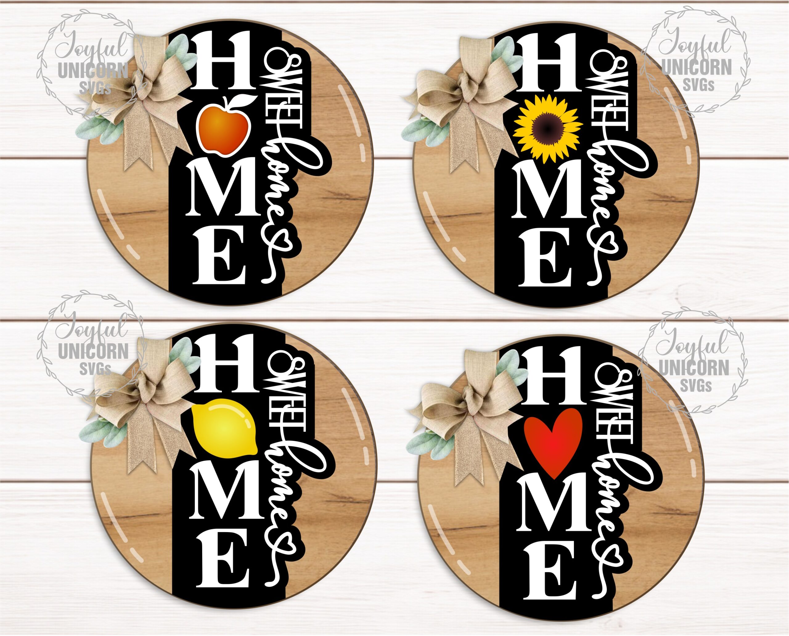 Home Sweet Home Interchangeable Sign SVG Bundle, Round Door Hanger, Seasonal Welcome Door Sign, Holiday Insert Icons, Laser Cut File for Glowforge, CNC, Cricut - Image 3