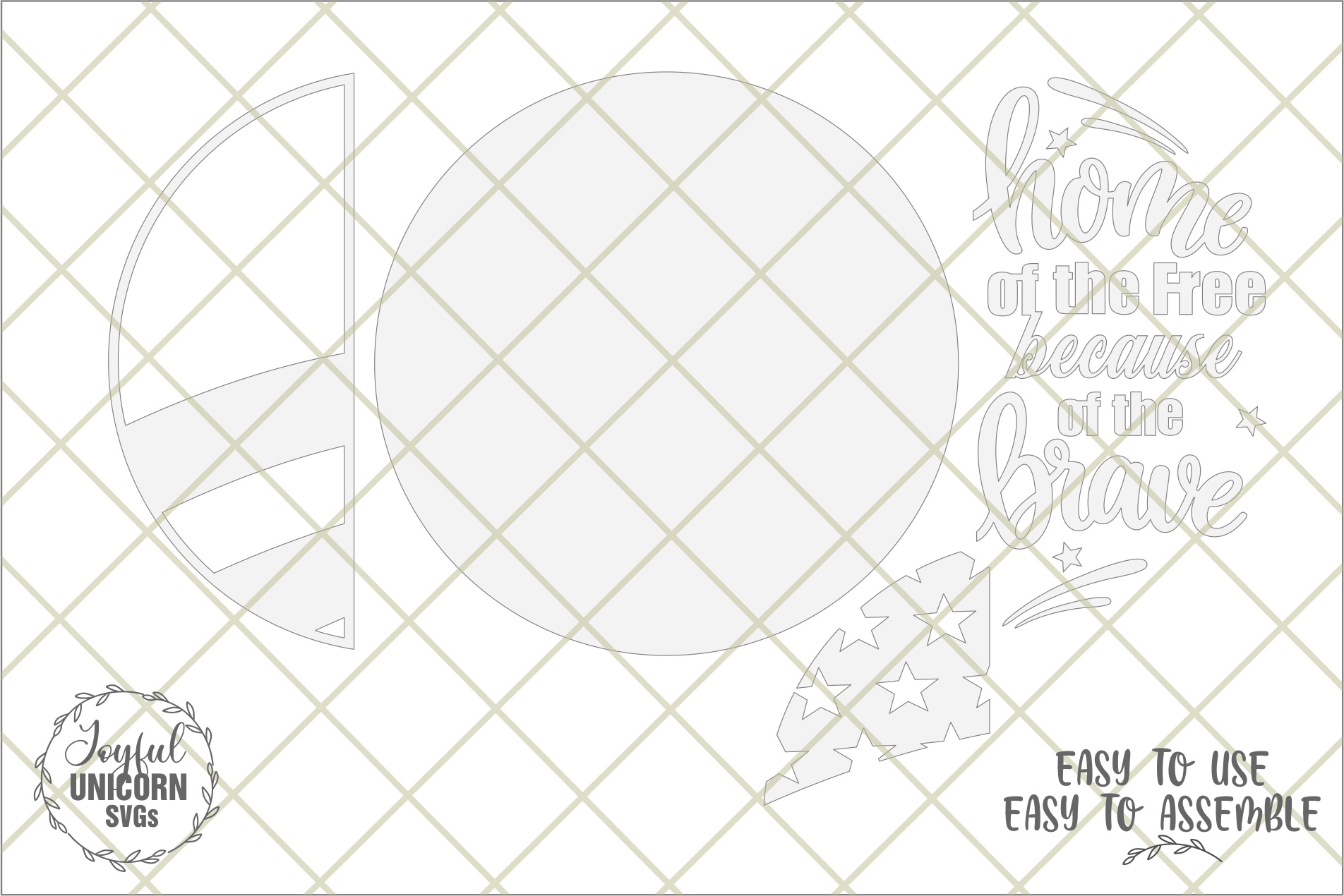 Home of the Free Because of the Brave SVG, Patriotic Door Hanger SVG, 4th of July Laser Cut File, American Flag Sign DXF PDF - Image 3