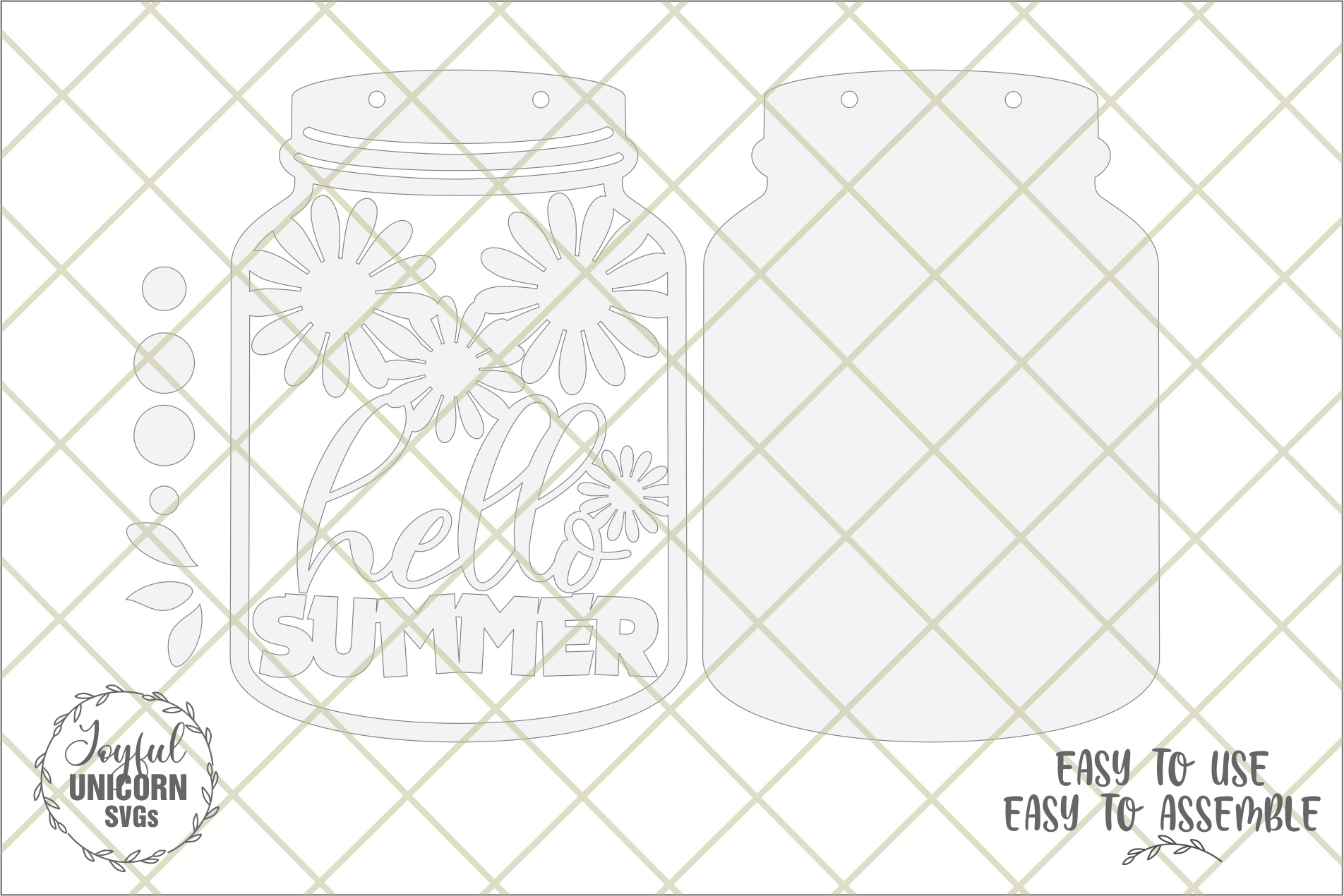 Hello Summer Daisy Mason Jar SVG, Layered Sign SVG PDF DXF, Laser Cut File, Wood Sign SVG, Summer Door Hanger SVG, Farmhouse Decor SVG - Image 3