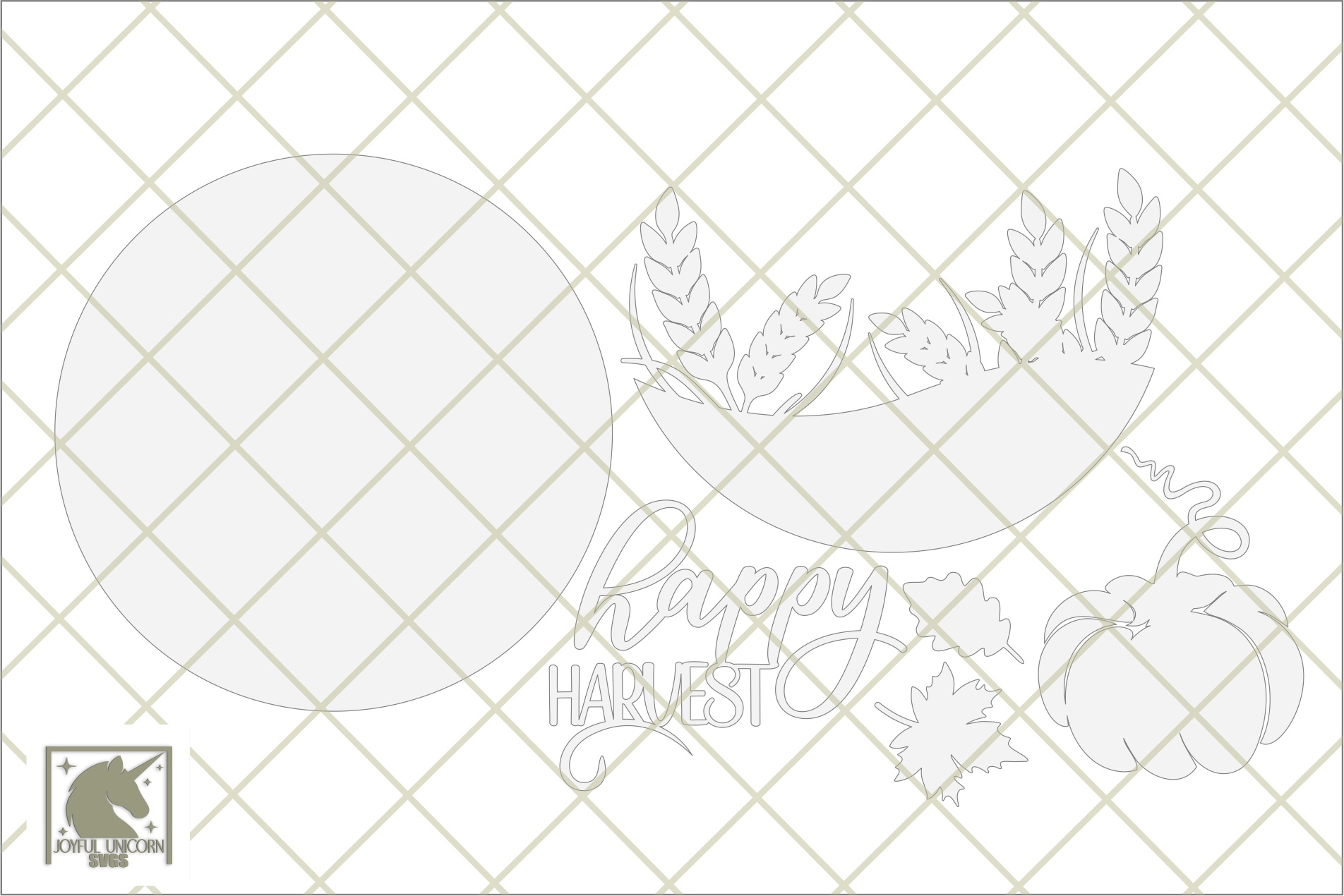 Happy Harvest Pumpkin Round Door Hanger SVG Laser Cut File, Fall Sign Digital Download for Glowforge, xTool, Cricut, DIY Autumn Decor - Image 4