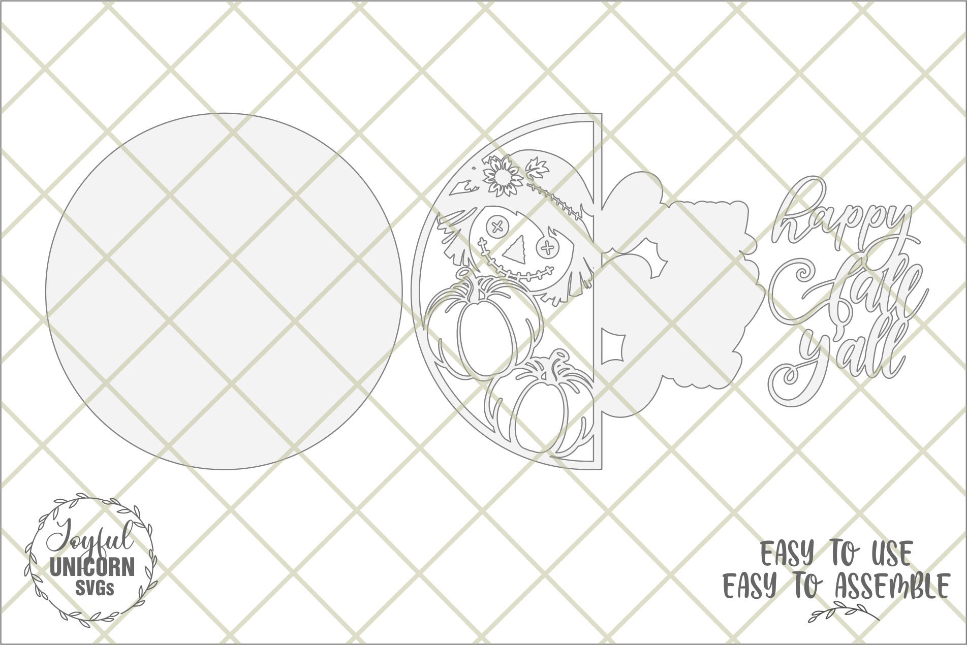 Happy Fall Y'all Scarecrow Round Door Hanger SVG Laser Cut File, Digital Download for Glowforge, xTool, Cricut, DIY Fall Porch Sign - Image 4