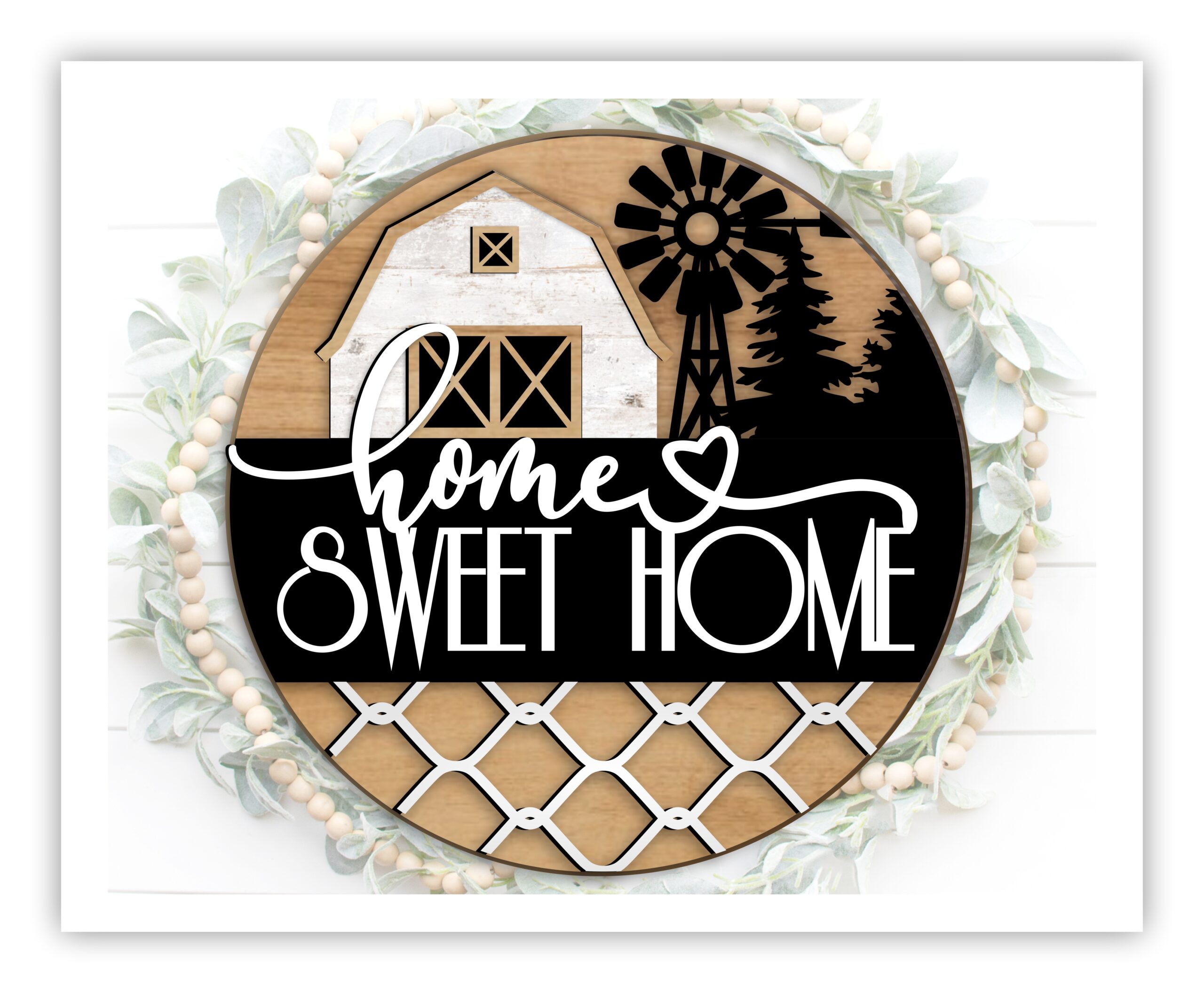 Home Sweet Home Barn Door Hanger SVG File for Laser Cutting