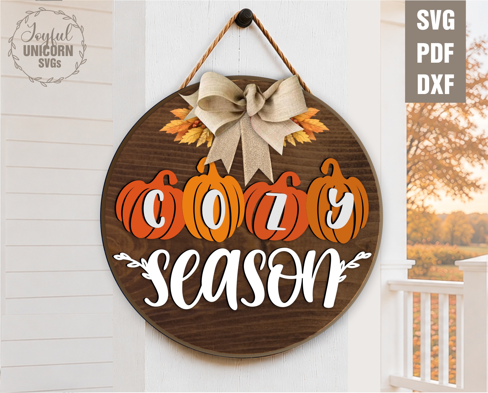 Fall Door Hanger SVG Bundle, Autumn Round Wood Sign Bundle, Laser Cut File, Fall Welcome Frobt Door Decor, Front Porch Sign - Image 5