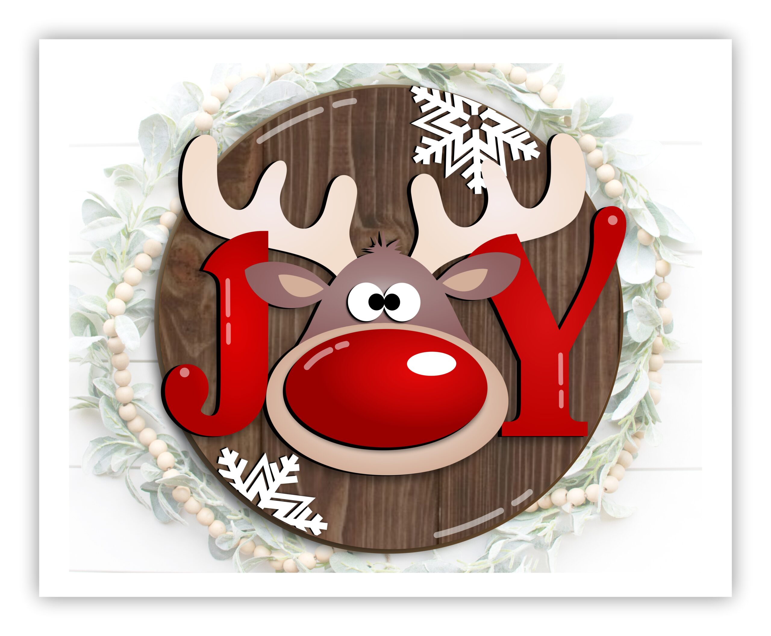 Christmas Reindeer Laser Cut Door Sign SVG File for Glowforge, Xtool, Cricut