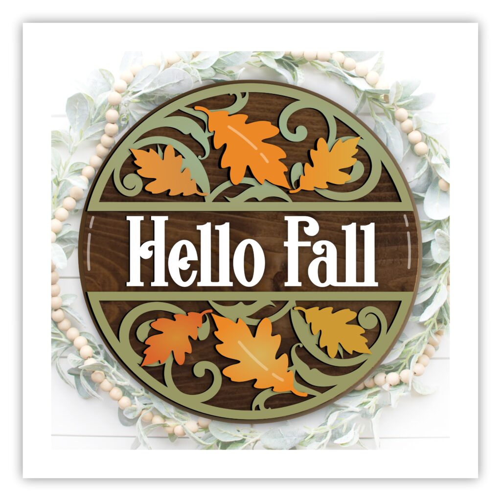 Hello Fall Door Hanger SVG File For Laser Cutting
