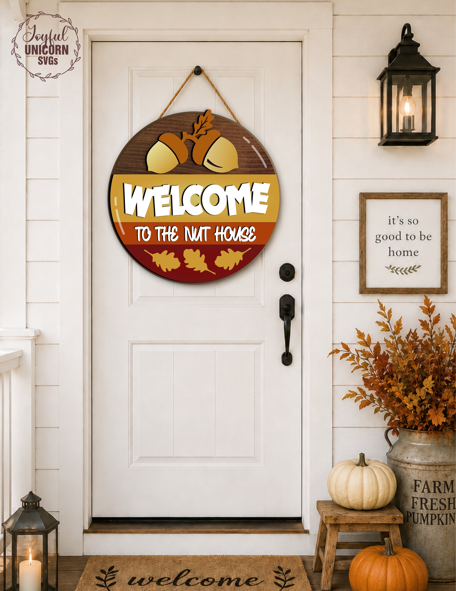 Welcome to the Nut House Sign SVG, Acorn Fall Sign SVG, Autumn Door Hanger SVG, Laser Cut File, Fall Front Door decor, Glowforge, Xtool File - Image 3