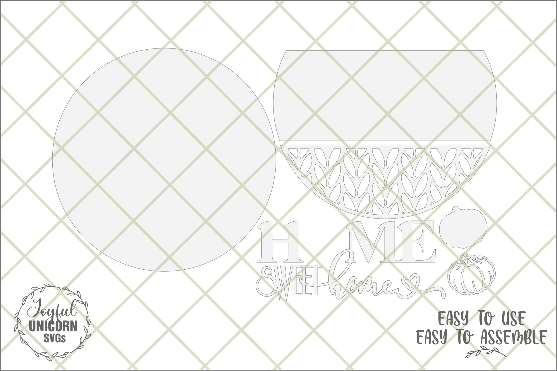 Home Sweet Home Autumn Round Sign SVG, Fall Pumpkin Laser Cut File, Knitted Pattern Wooden Sign SVG, Glowforge Laser File, CNC File - Image 4