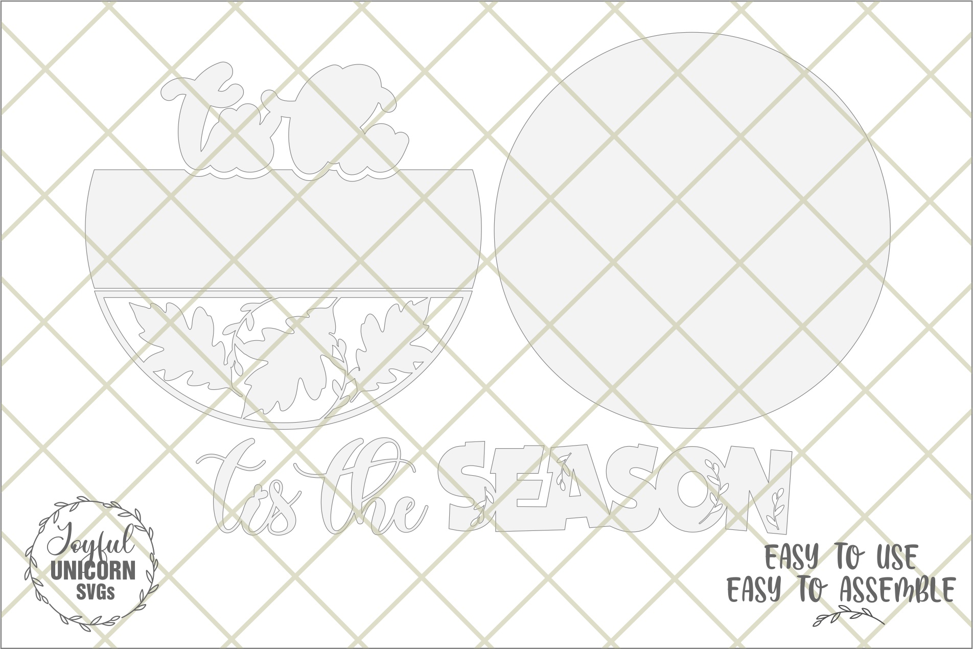 Tis the Fall Season Door Sign SVG, Autumn Round Sign, Fall Door Hanger, Laser Cut File, Fall Leaves Front Porch Decor, Glowforge, CNC File - Image 4