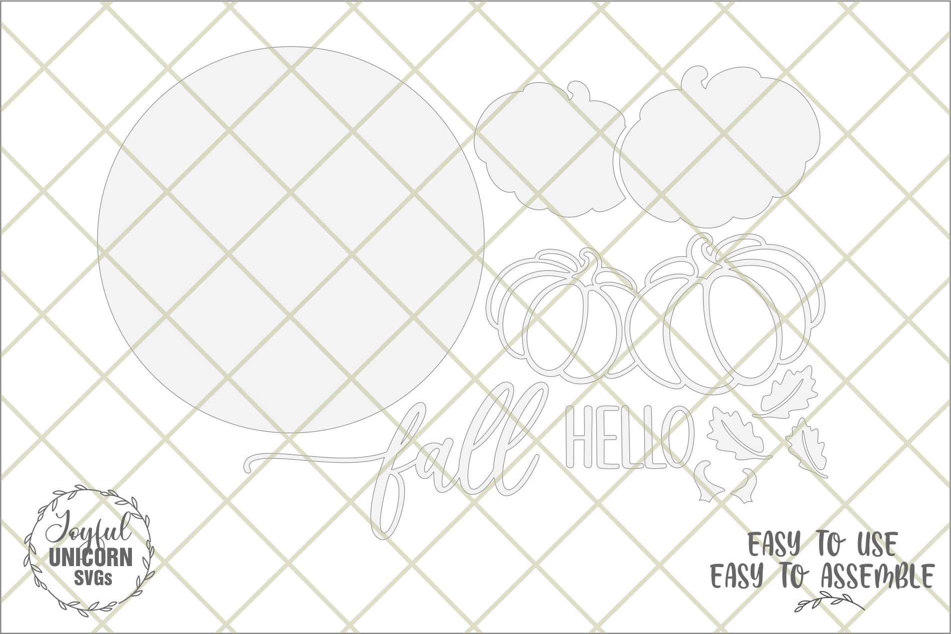 Hello Fall Pumpkins Round Door Hanger SVG, Laser Cut File, Digital Download for Glowforge, xTool, Cricut, DIY Fall Farmhouse Porch Sign - Image 4