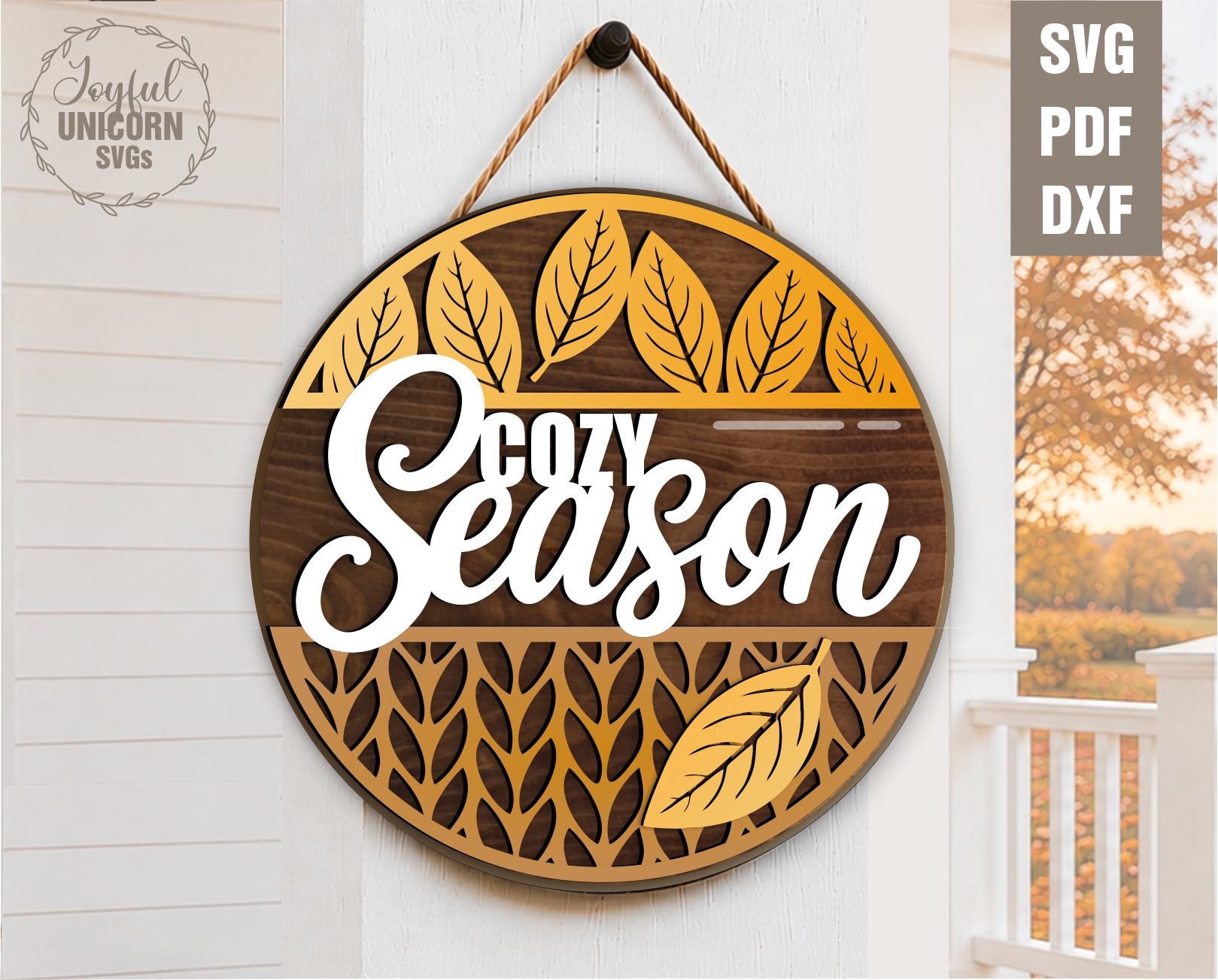 Fall Door Hanger SVG Bundle, Autumn Round Wood Sign Bundle, Laser Cut File, Fall Welcome Frobt Door Decor, Front Porch Sign - Image 7