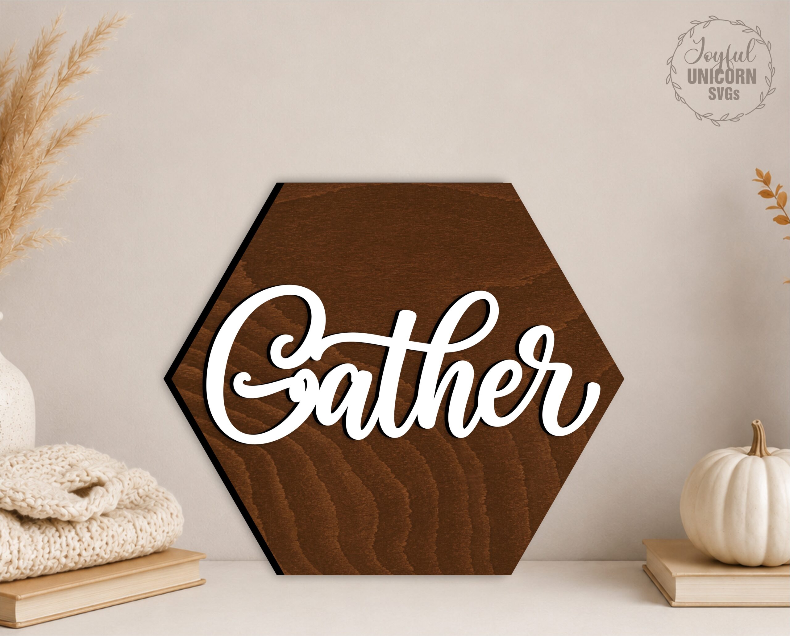 6 Fall Wall Signs Bundle SVG, Autumn Wooden Hanging , Tiered Tray Laser Cut File, Farmhouse Hexagon Shelf Decor, Glowforge, CNC File - Image 5