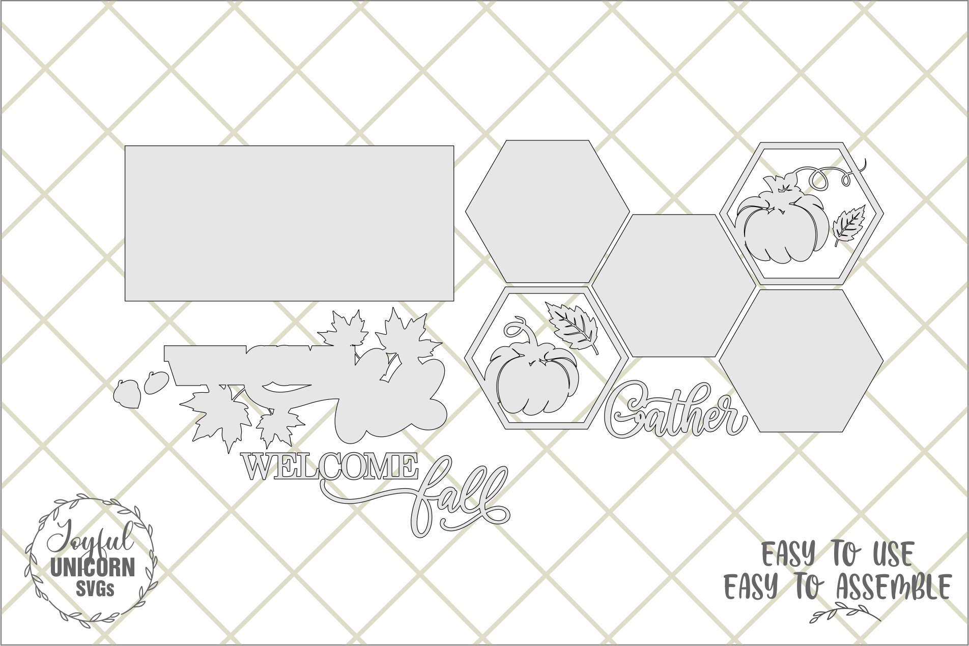 6 Fall Wall Signs Bundle SVG, Autumn Wooden Hanging , Tiered Tray Laser Cut File, Farmhouse Hexagon Shelf Decor, Glowforge, CNC File - Image 10