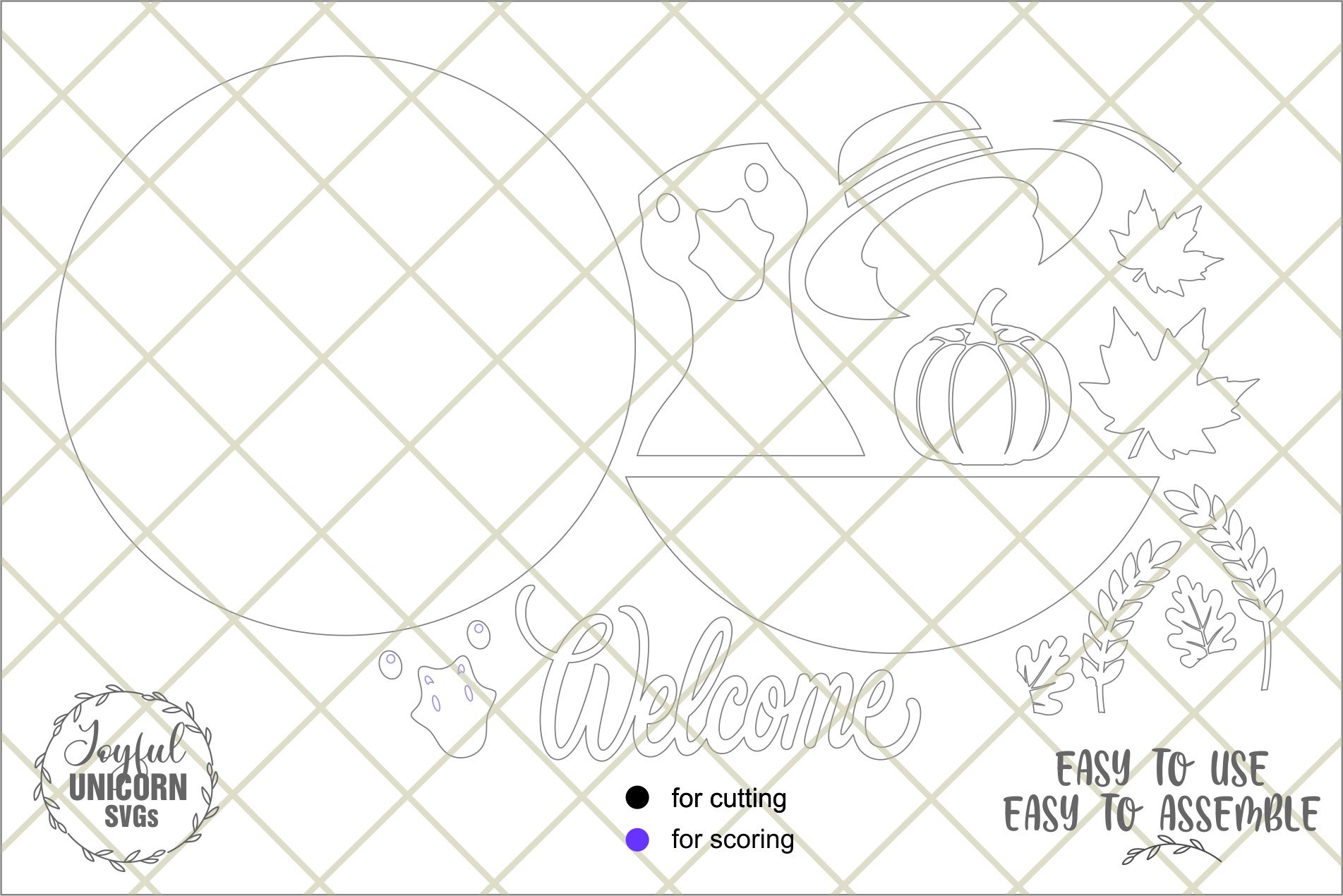 Fall Goose Door Hanger SVG, Welcome Goose Sign SVG, Autumn Front Door Decor, Pumpkin, Wheat, Fall leaves Laser Cut File, Glowforge Wood Sign - Image 4
