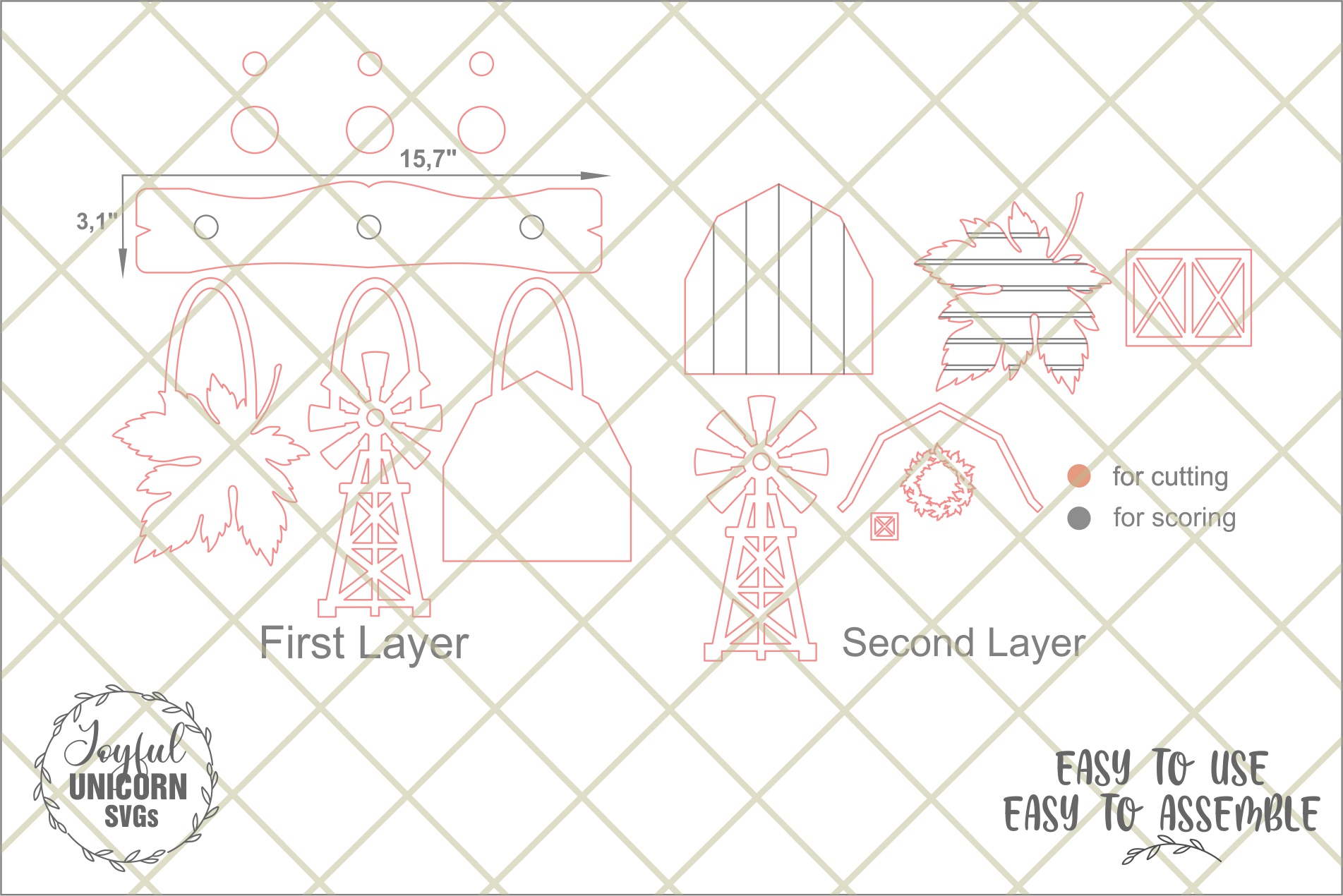 Fall Interchangeable Wall Decor SVG, Barn Windmill Leaf Wall Sign, Farmhouse Decor, Laser Cut File, Glowforge CNC Pattern - Image 3