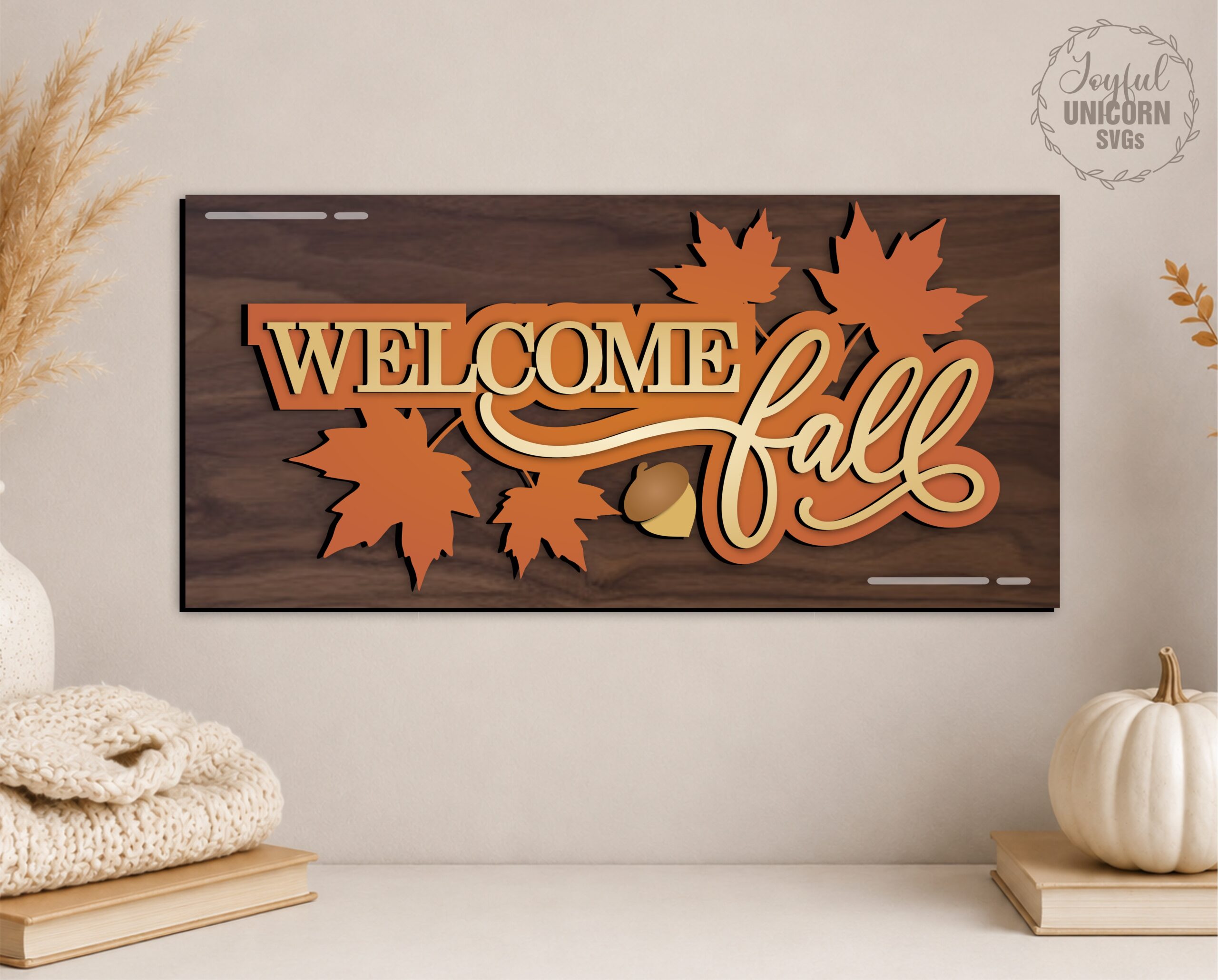 6 Fall Wall Signs Bundle SVG, Autumn Wooden Hanging , Tiered Tray Laser Cut File, Farmhouse Hexagon Shelf Decor, Glowforge, CNC File - Image 7